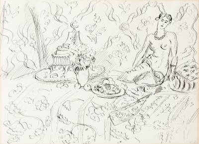 Odalisque sur fond ornemental