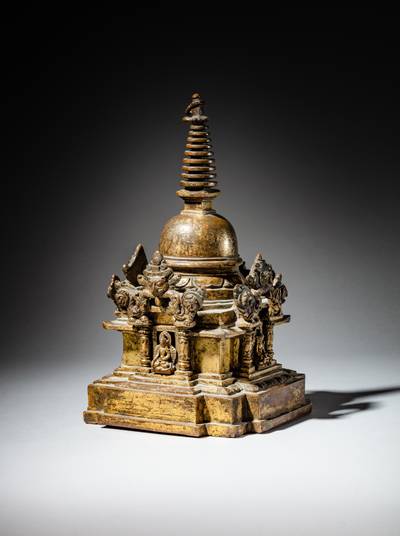尼泊爾 十五世紀 鎏金銅佛塔