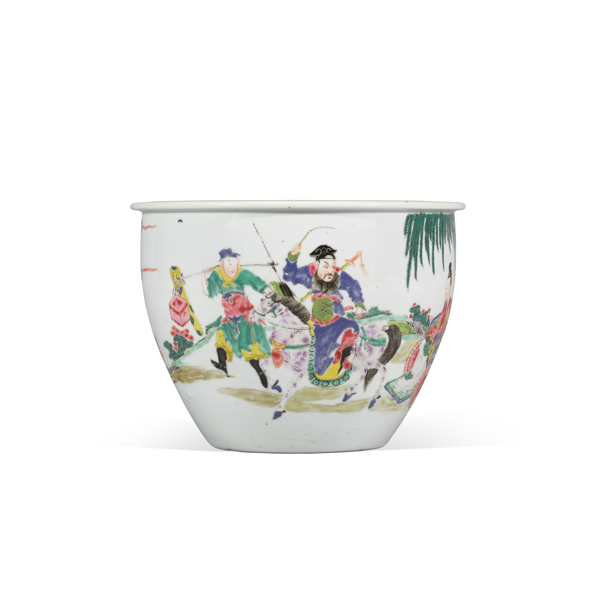 A famille-rose 'Zhong Kui' jardinière — 清雍正 粉彩鍾馗嫁妹圖花盆