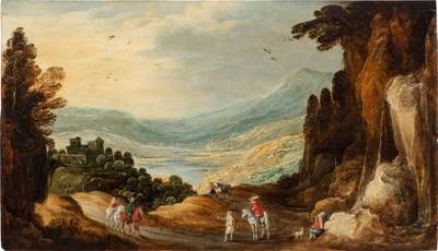 Promeneurs dans un paysage montagneux