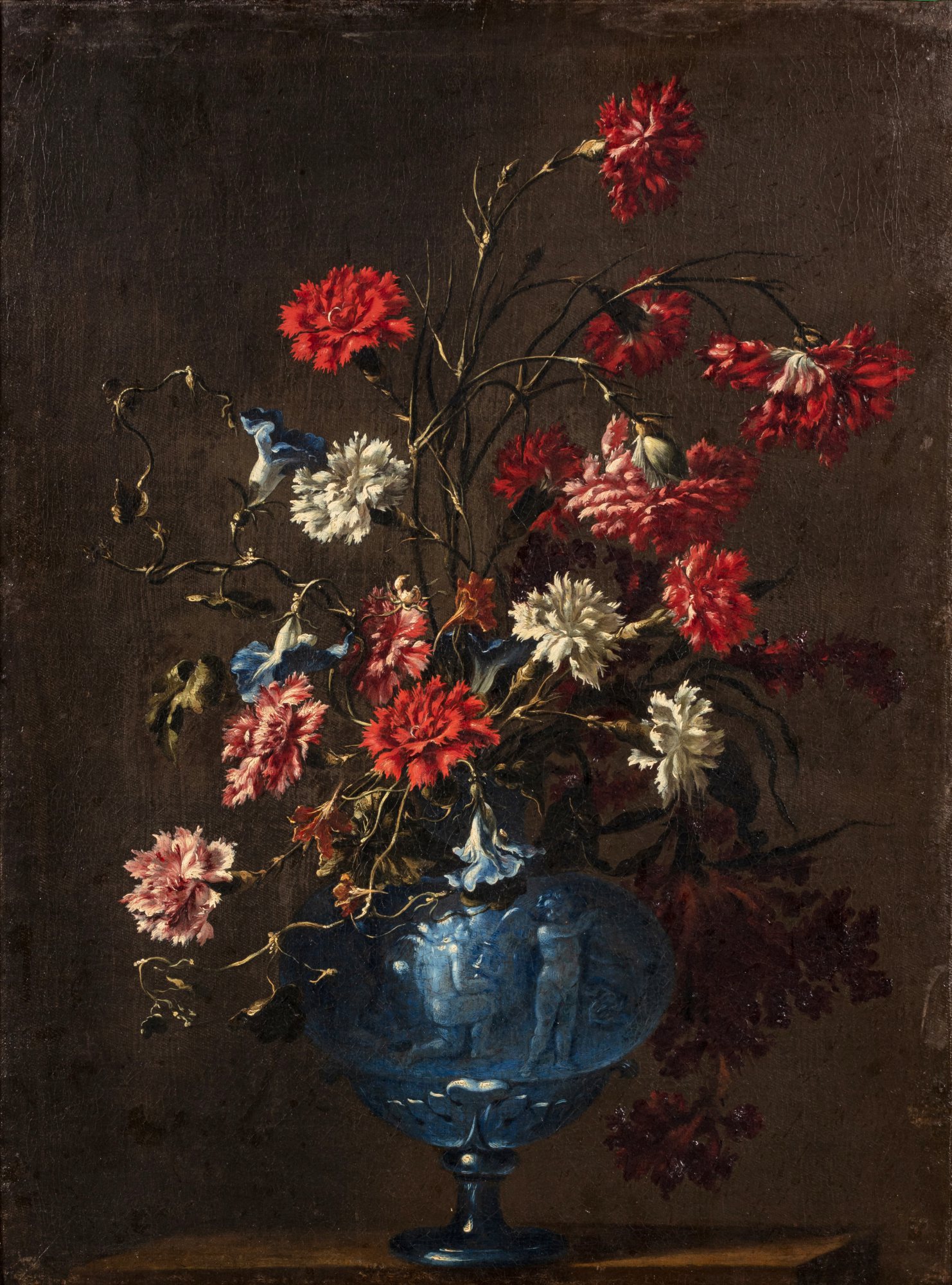 Andrea Belvedere — Nature morte aux fleurs dans un vase bleu