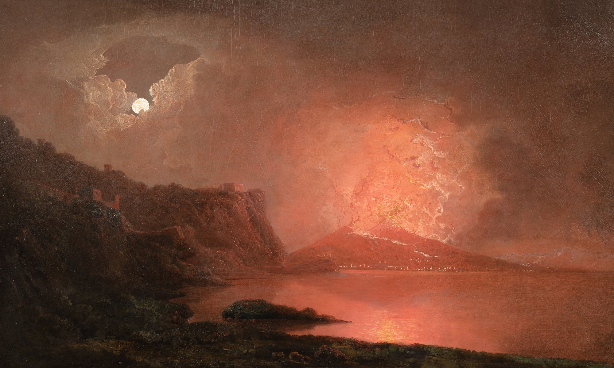 Joseph Wright of Derby — Vue du Vésuve en éruption, prise depuis le Pausilippe