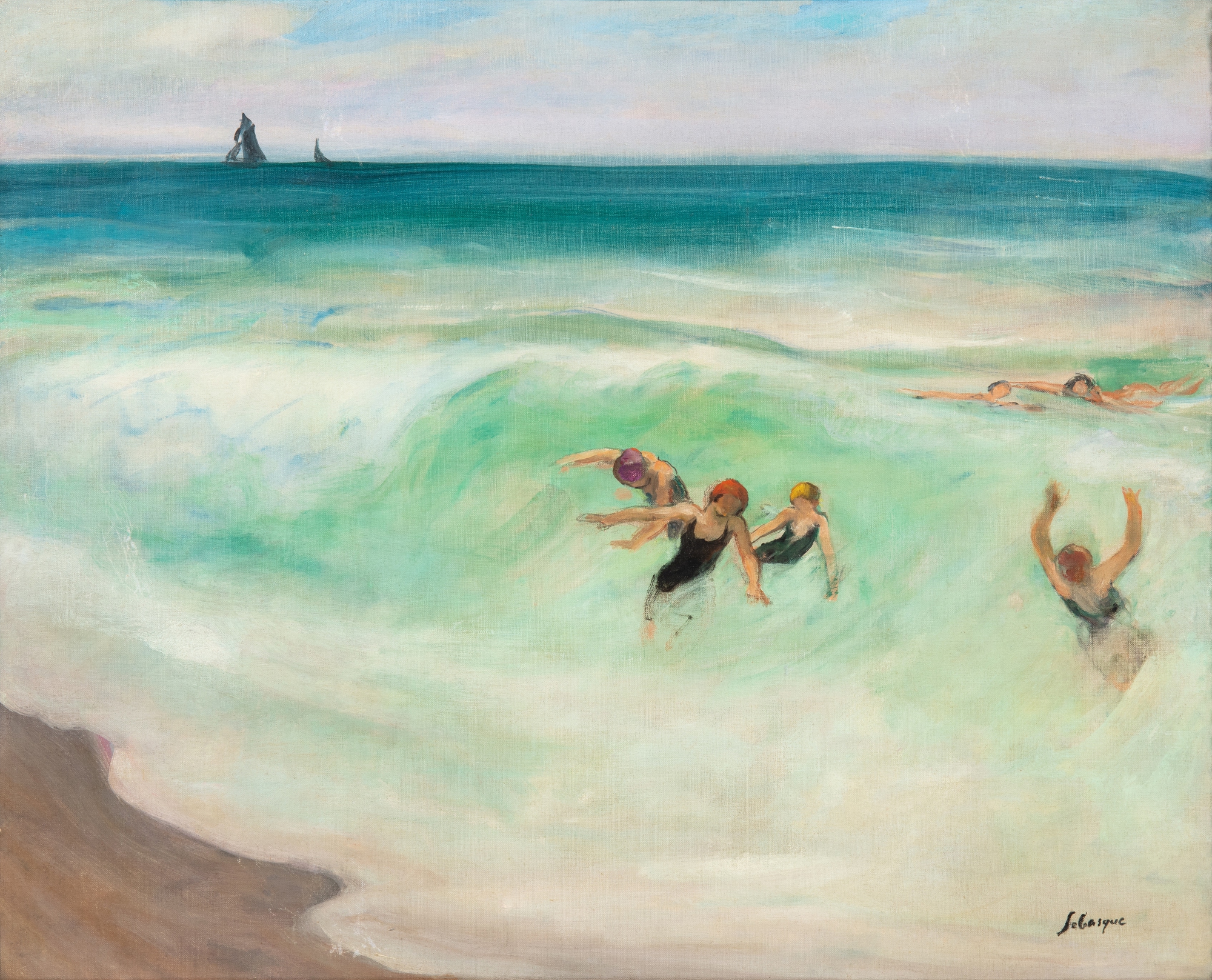 Henri Lebasque — Baigneurs dans la vague