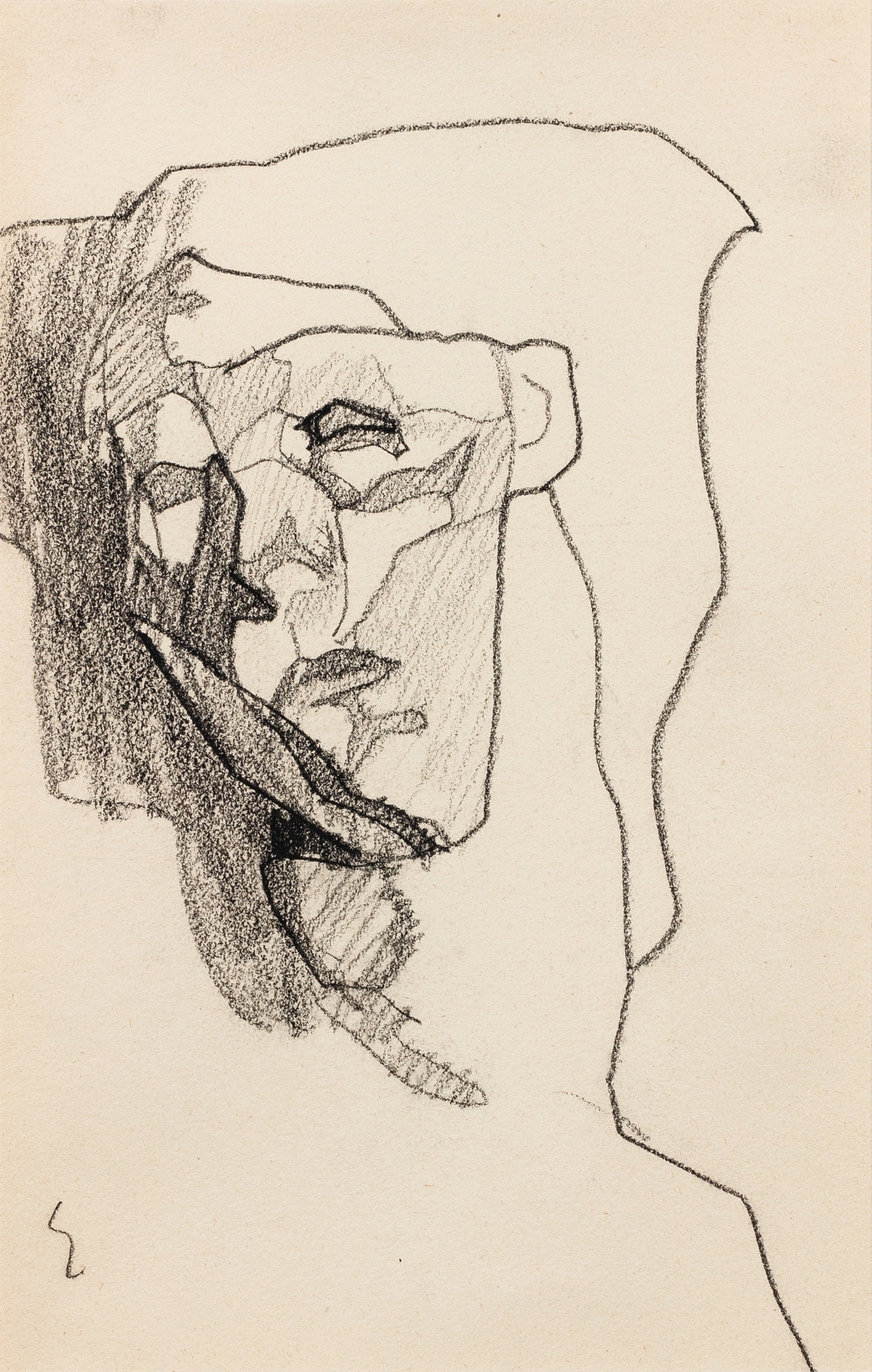 Amedeo Modigliani — Tête de femme de trois quarts (recto); Femme nue debout de trois quarts vers la droite, main gauche près du corps, main droite en avant (verso)