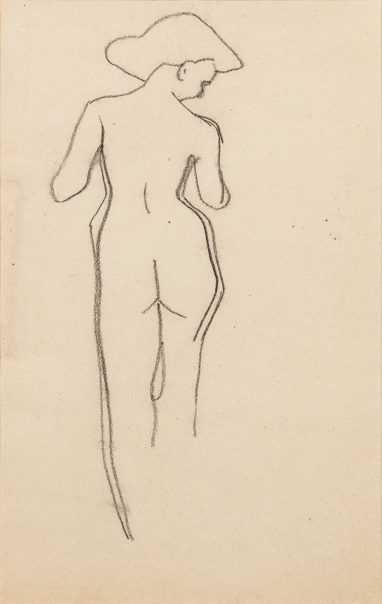 Amedeo Modigliani — Esquisse de femme nue de dos, tête inclinée vers la droite