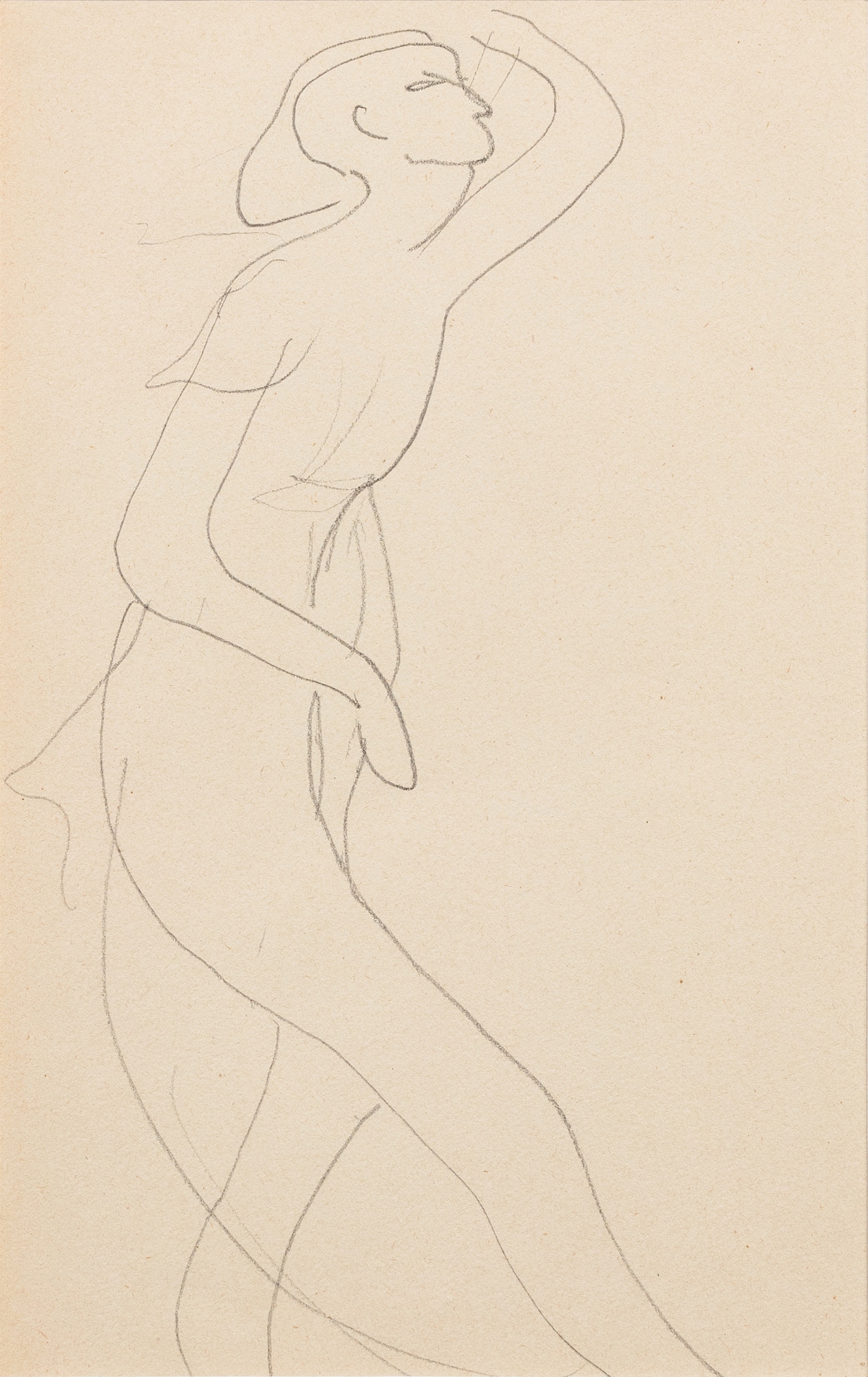 Amedeo Modigliani — Esquisse de femme nue de profil droit, bras gauche relevé