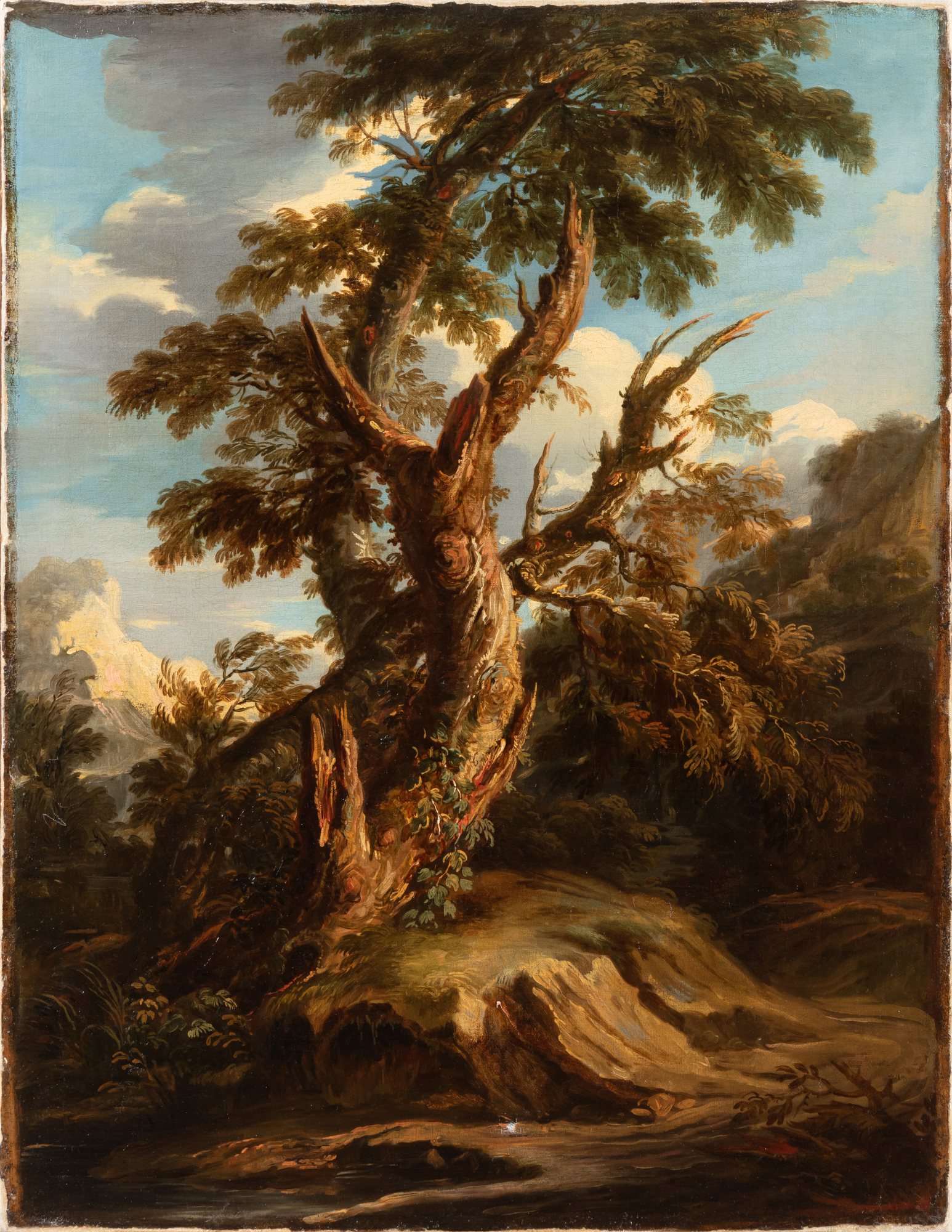 Follower of Salvator Rosa — Arbre sur la rive