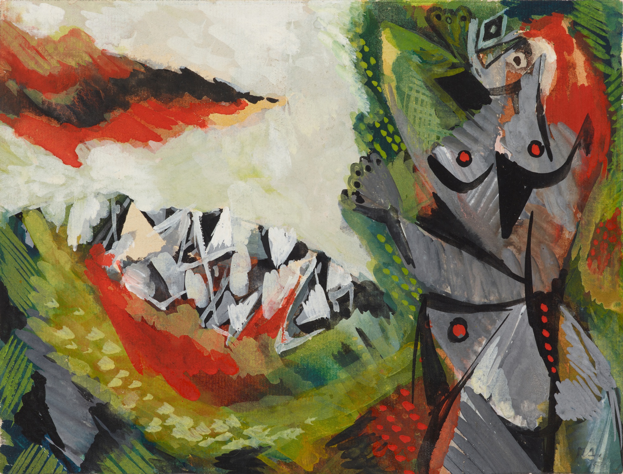 Graue Frau und weisse Stadt