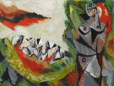 Graue Frau und weisse Stadt