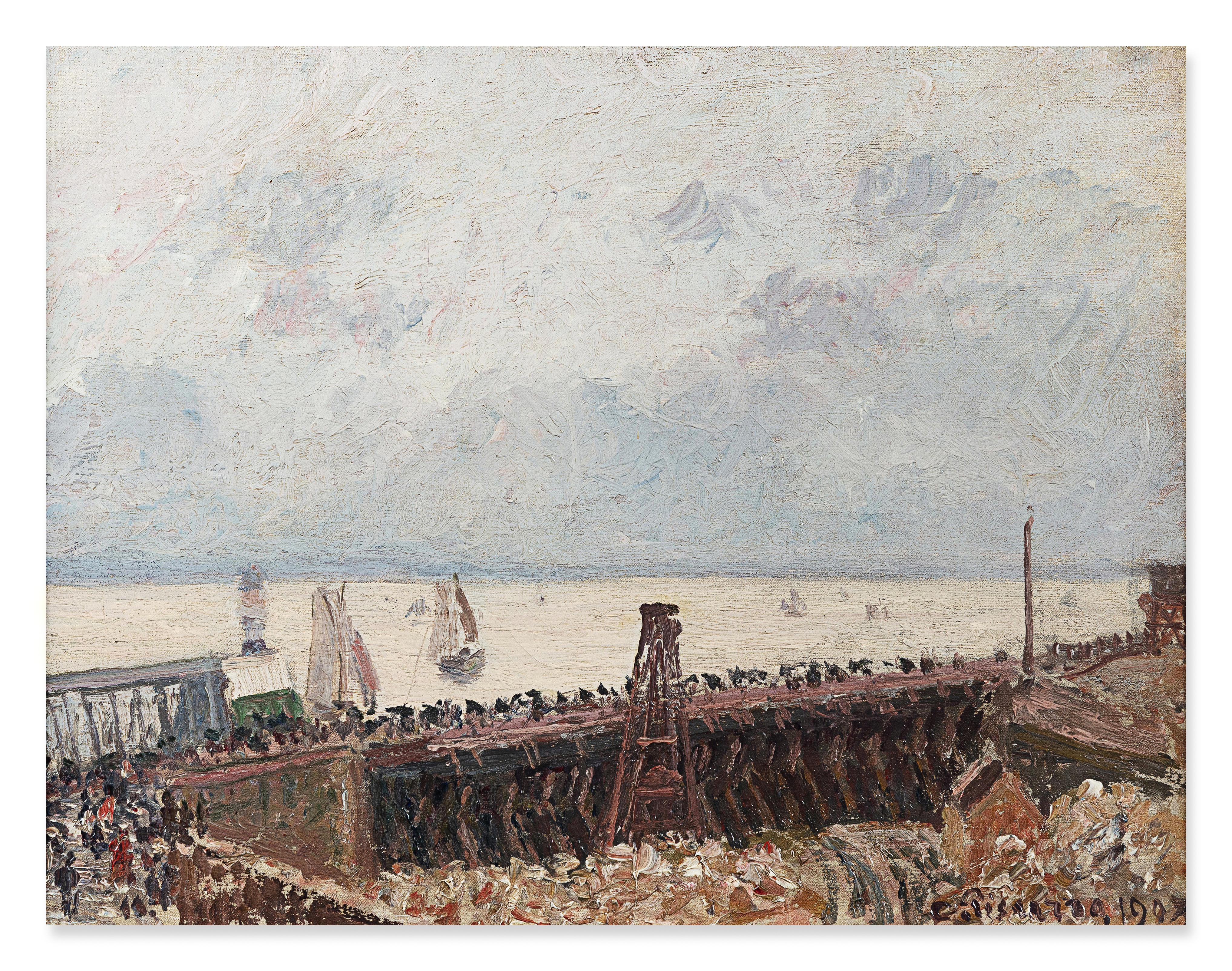 Camille Pissarro — Entrée du port du Havre, temps gris