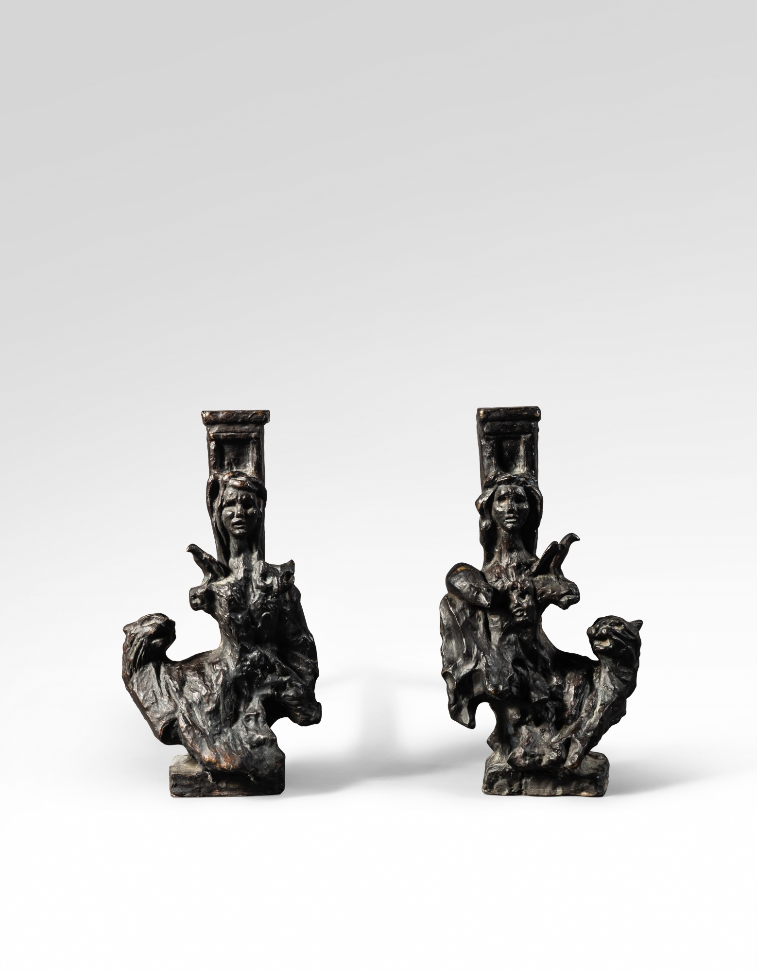 Diego Giacometti — Paire de chenets Dompteuse