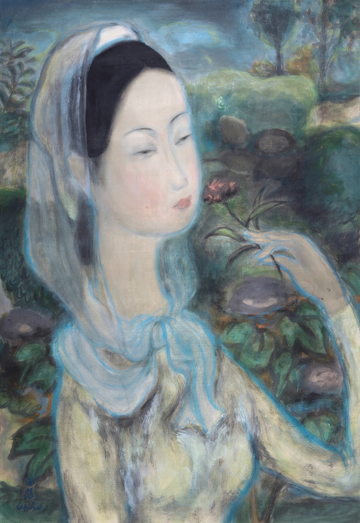 Lê Phổ — Jeune fille à la fleur 女子與花