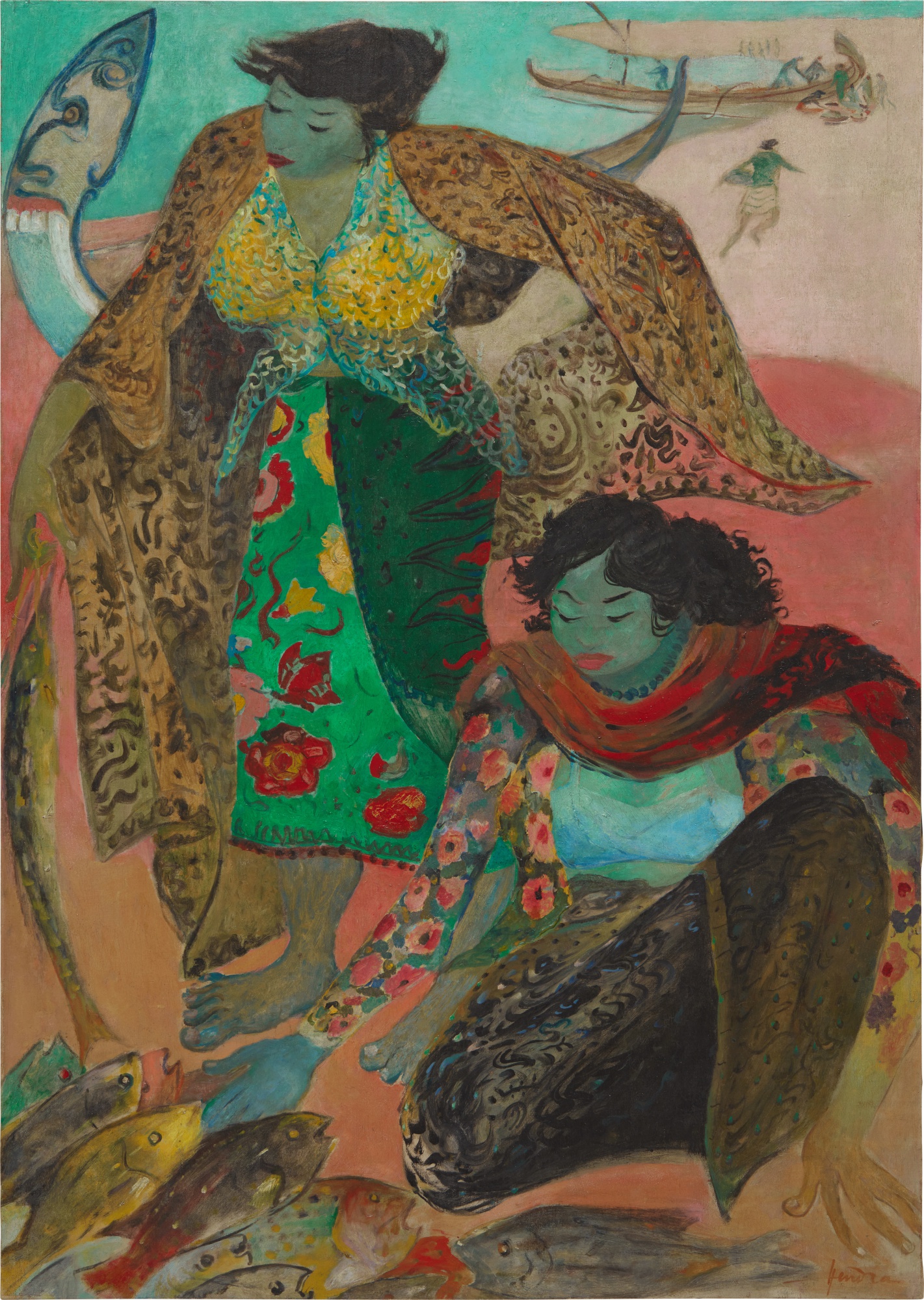 Hendra Gunawan — Women Buying Fish Along the Beach 海邊買魚的女人