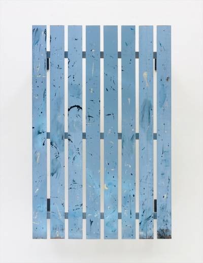 “It often reminds me of the autofocus of a digital camera, which doesn’t know what to do with a silver painting’s surface when I’m trying to document the work. It goes in and out, unable to separate the painting’s present surroundings from the object itself.” JACOB KASSAY