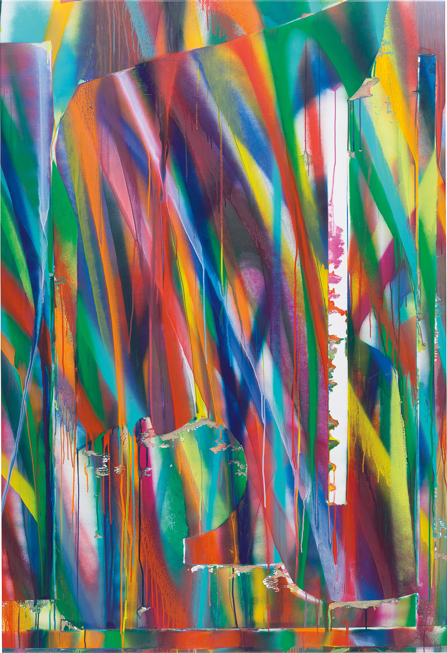 ‘The painting process is a curious coincidence of thinking and acting. It is the continuous flux of visual intelligence constituting reality in every moment. Aggression is the energy that enables you to bear the loss of what has to go. It feeds and sustains that process’ – Katharina Grosse