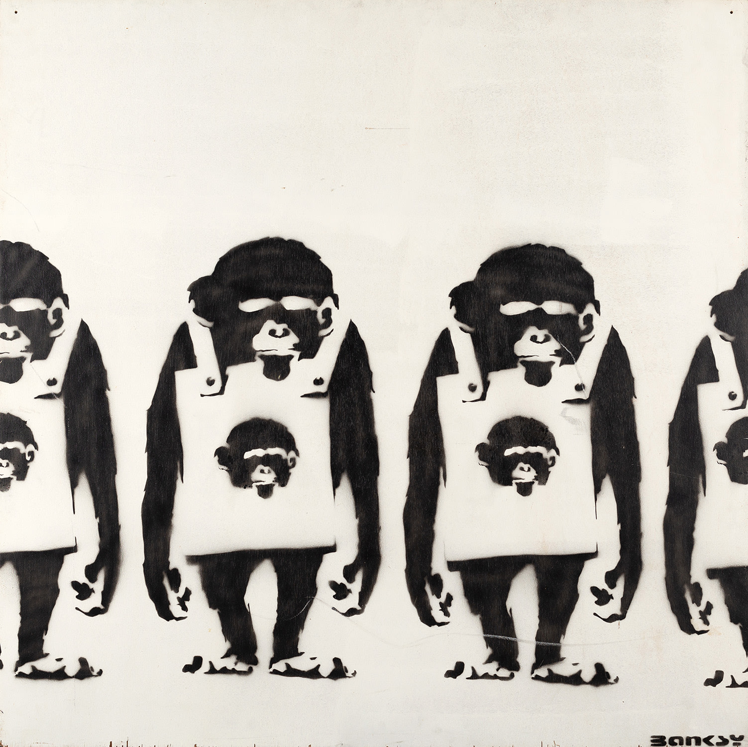 Banksy — Laugh Now Monkeys with Monkey Placards