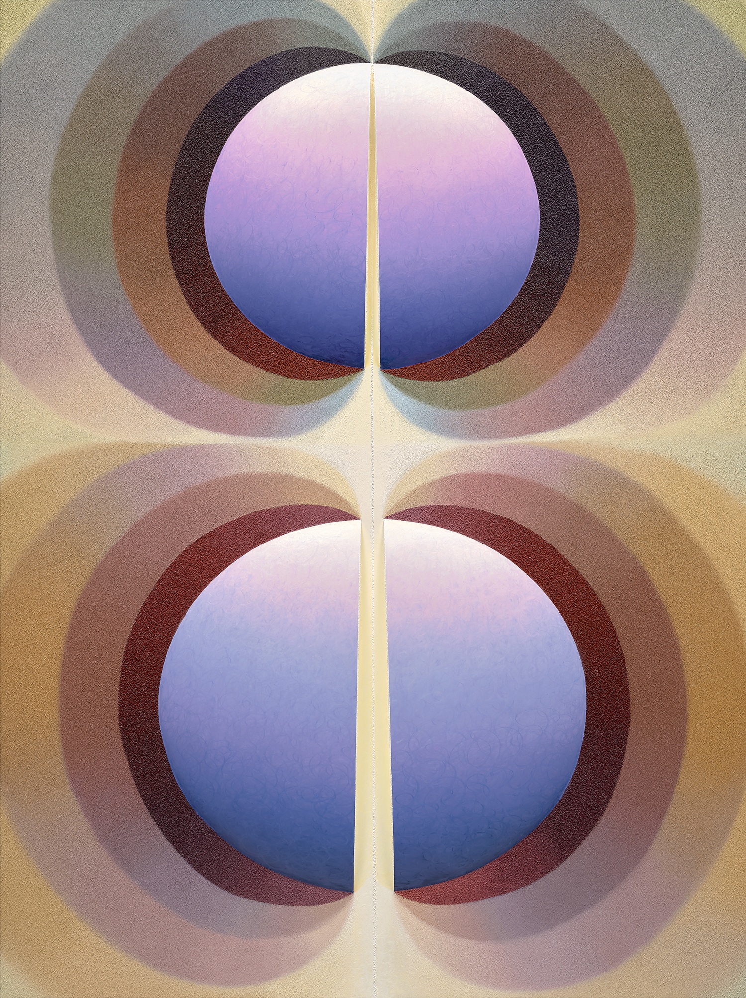 Loie Hollowell — Split Orbs in purple, ochre, and brown