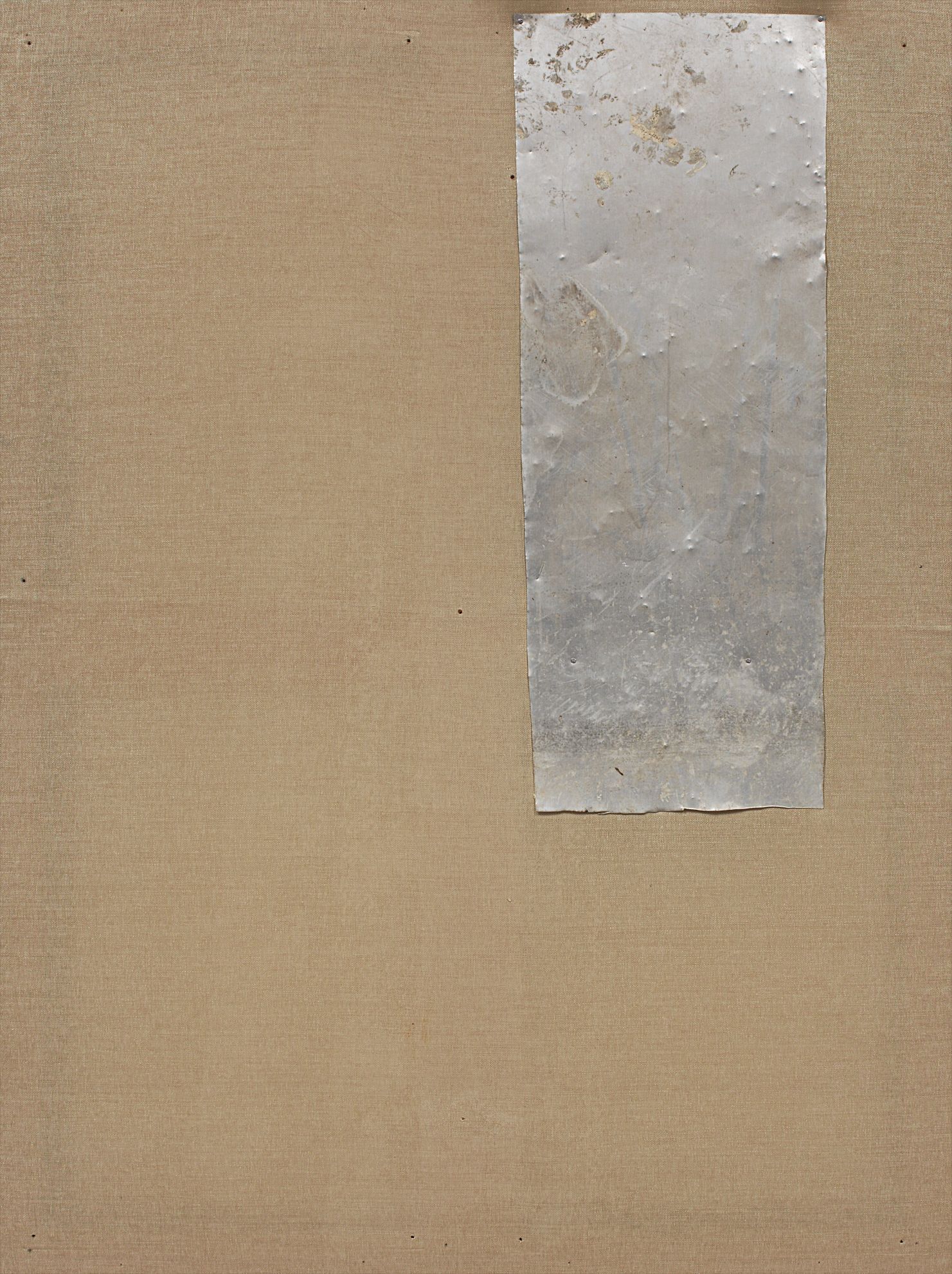 Erik Lindman — found sheet metal, paint and laquer on polypropylene fabric, hardware