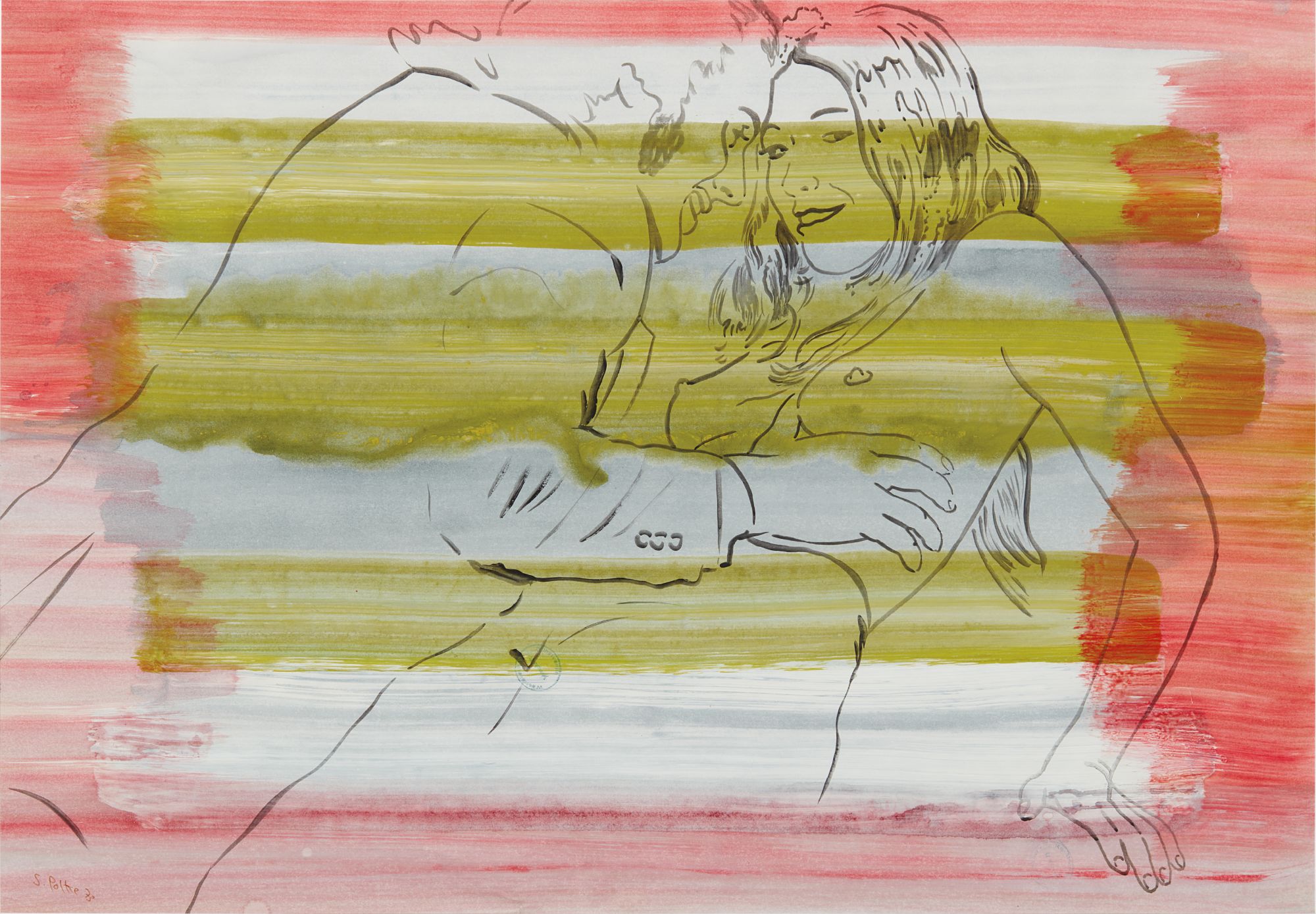 Sigmar Polke — This playfully provocative painting typifies Sigmar Polke’s exploratory and genre-bending work from the 1970s, a period in which the artist was experimenting with new styles and media. The couple in