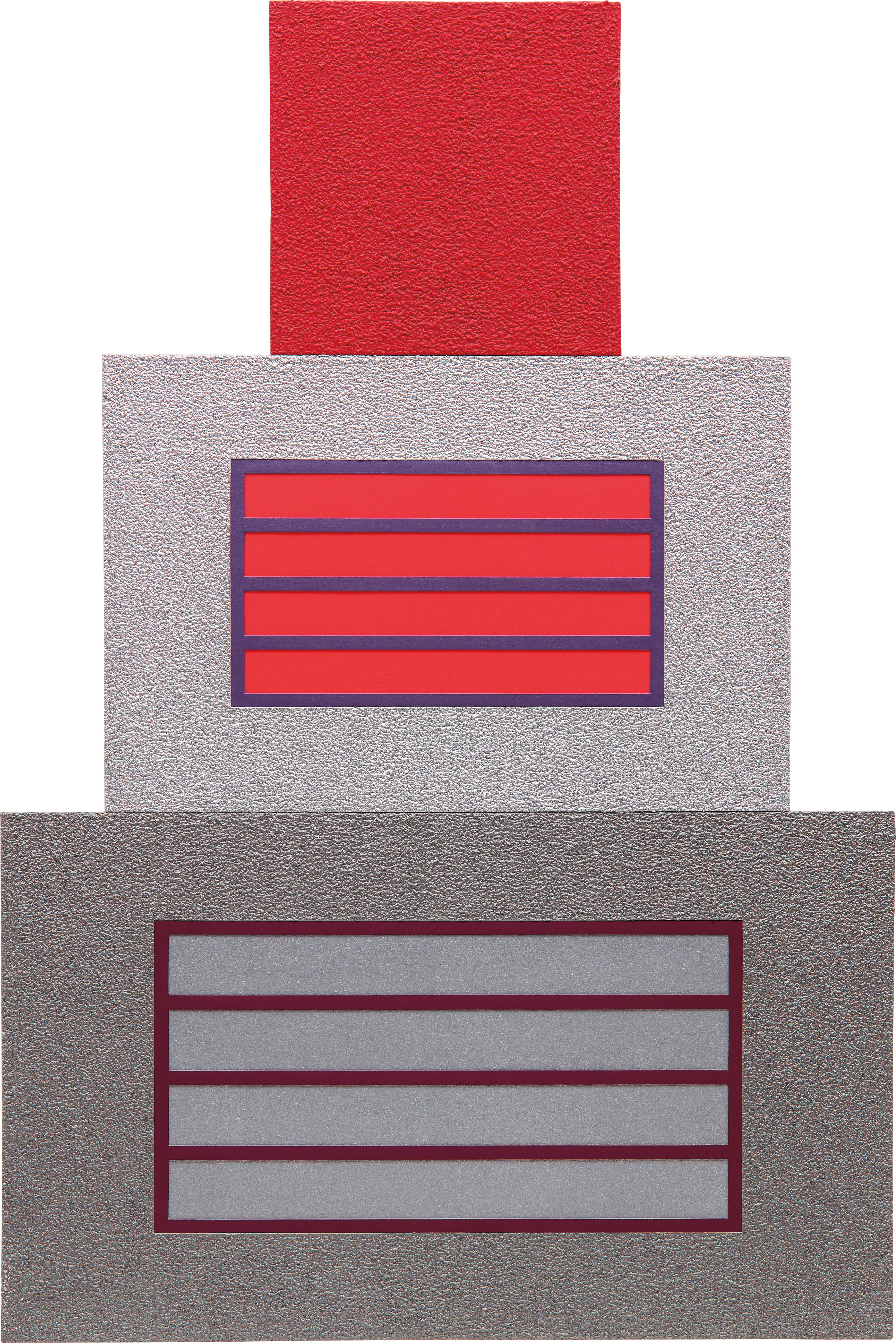 Peter Halley — Red Cell Over Two Horizontal Prisons