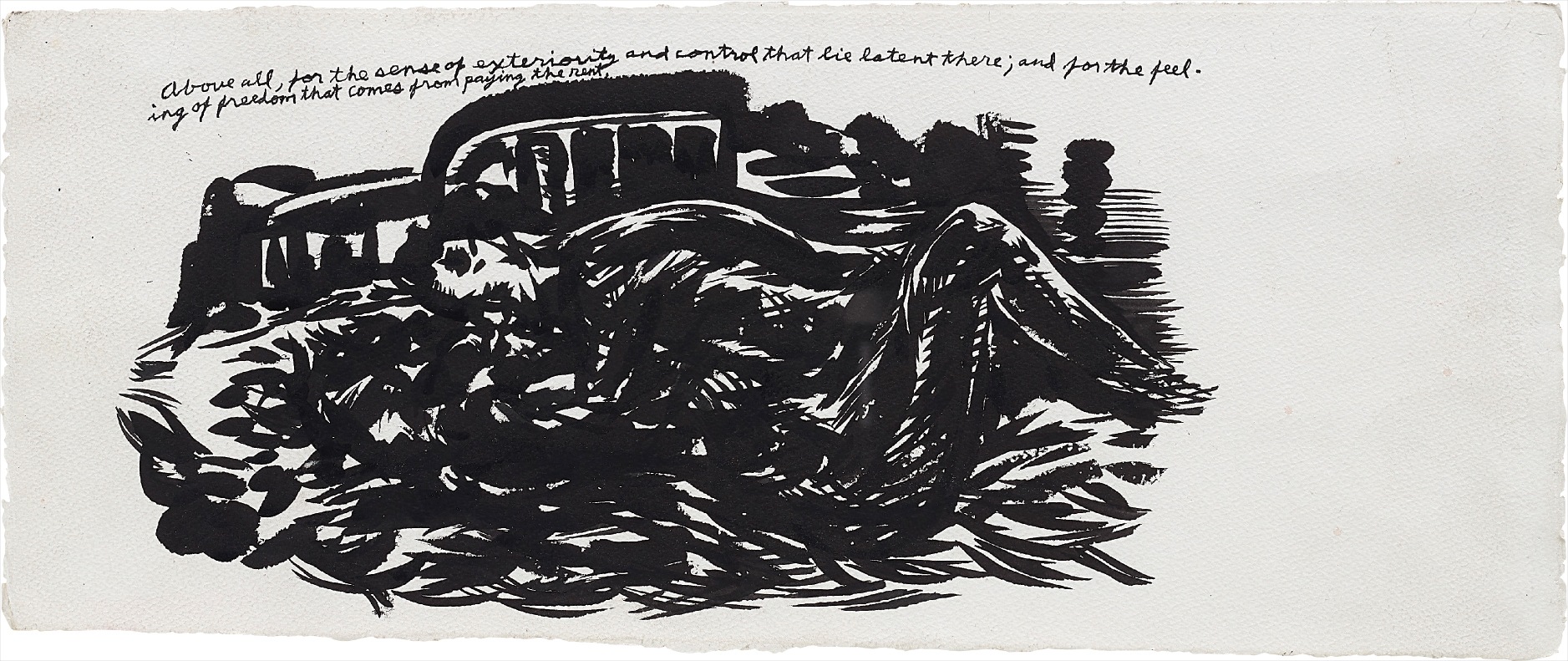 Raymond Pettibon — No Title (Above all, for the sense of exteriority and control that lie latent there; and for the feeling of freedom that comes from paying the rent)
