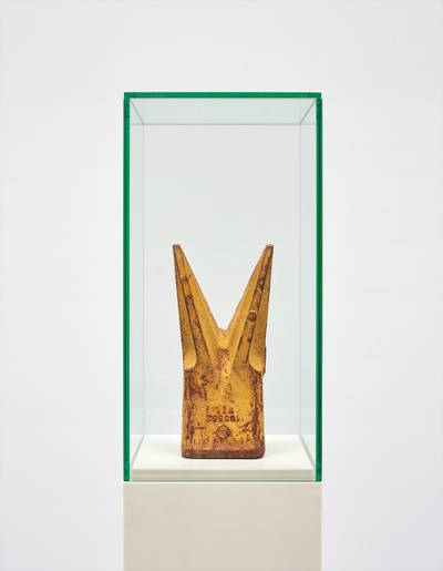 iron with glass vitrine and pedestal