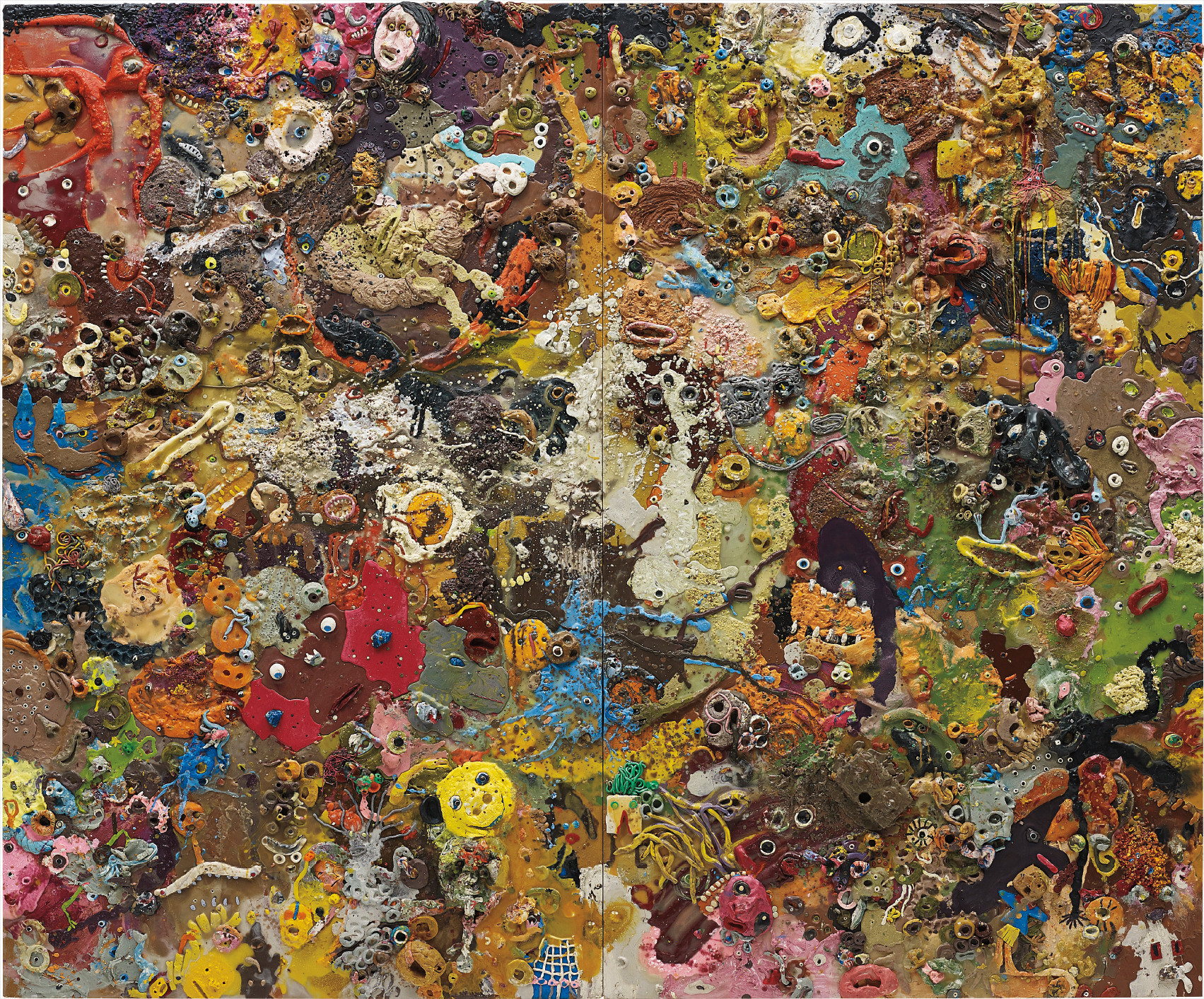 plasticine on wood, in 2 parts