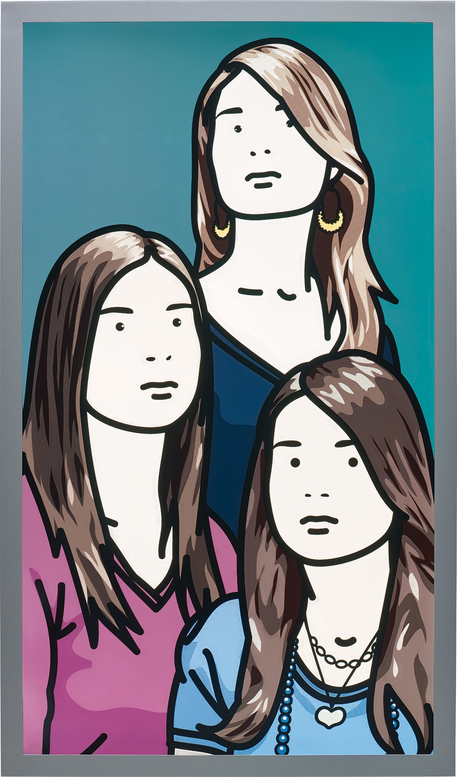 Julian Opie — Hannah, Lottie and Esther blinking (vertical)