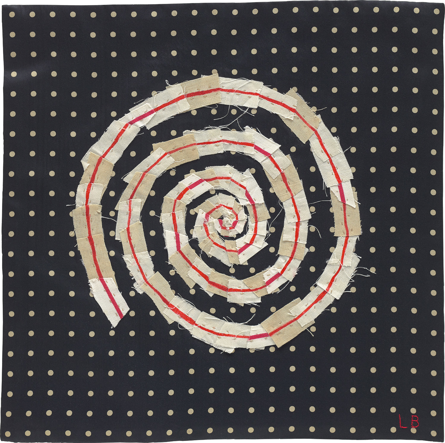Louise Bourgeois — embroidered with the artist's initials 'LB' lower right