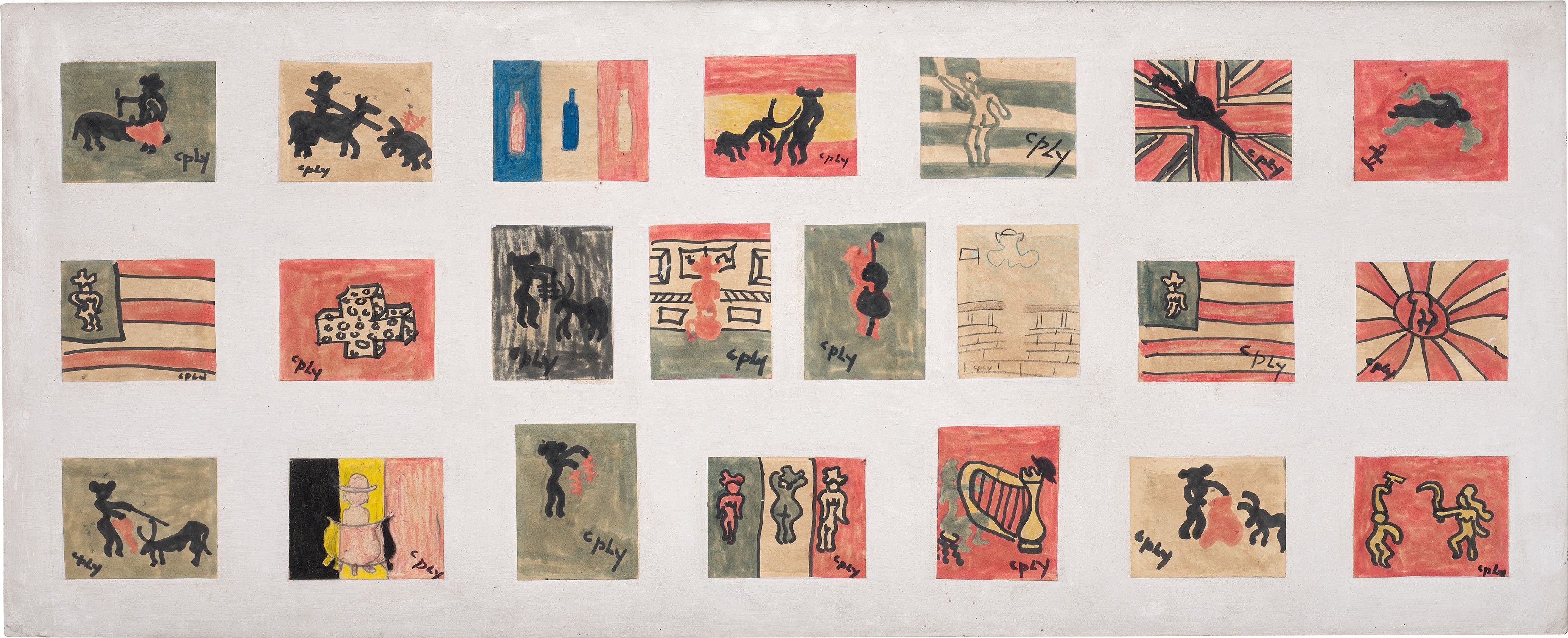 William N. Copley — graphite, crayon and felt-tip pen on 22 sheets of paper