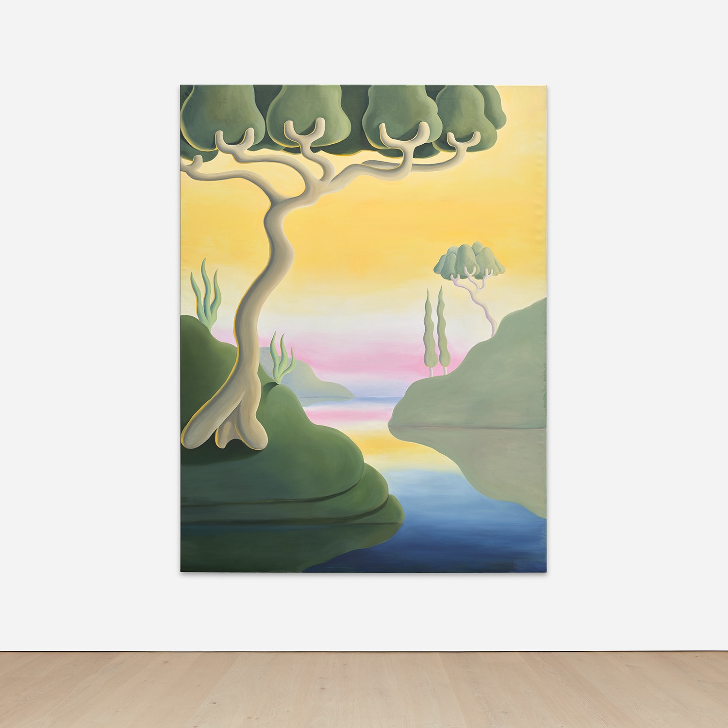 Tree at Waters Edge at Sunset