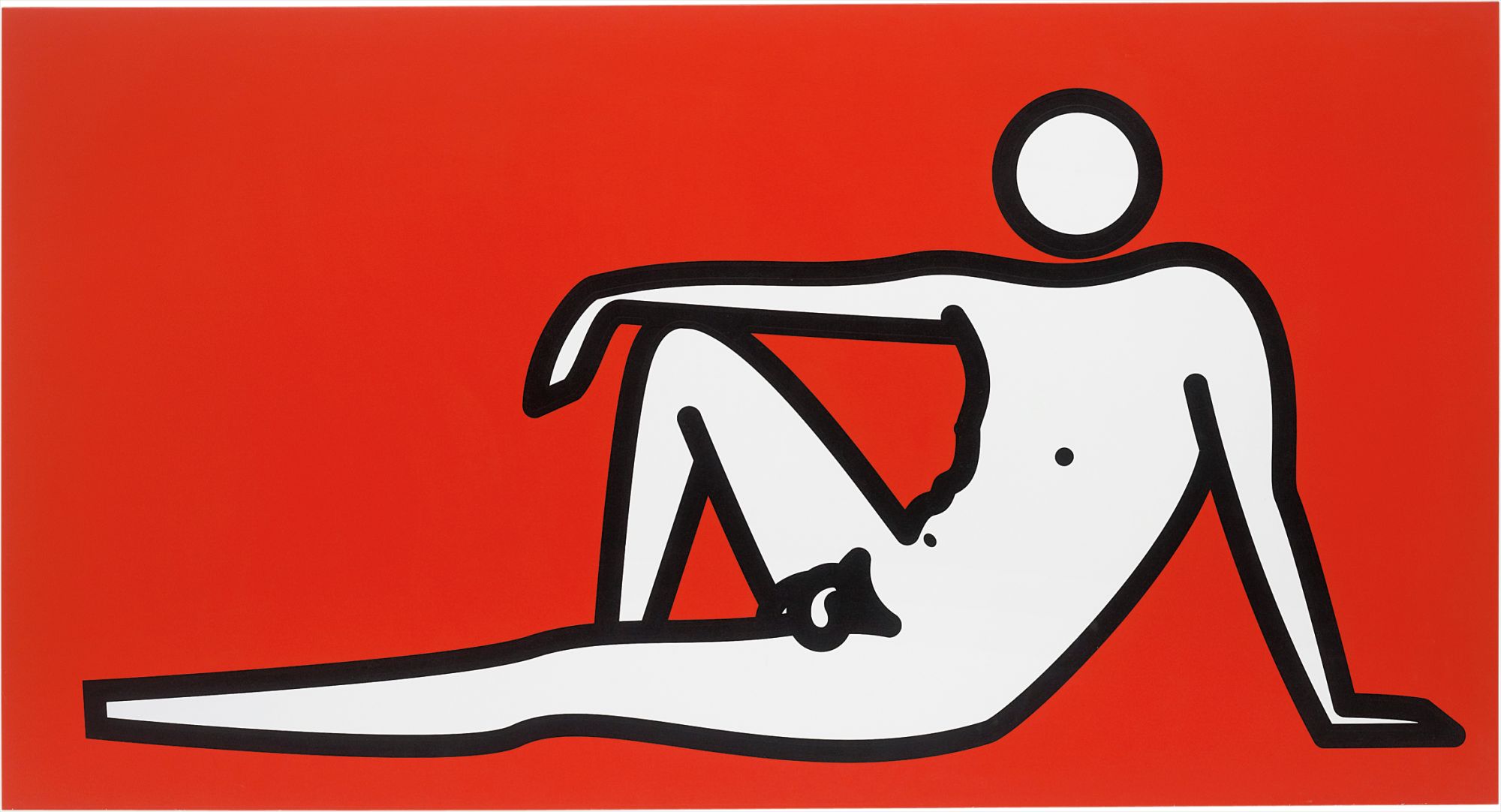 Julian Opie — Male nude lounging arms on knee