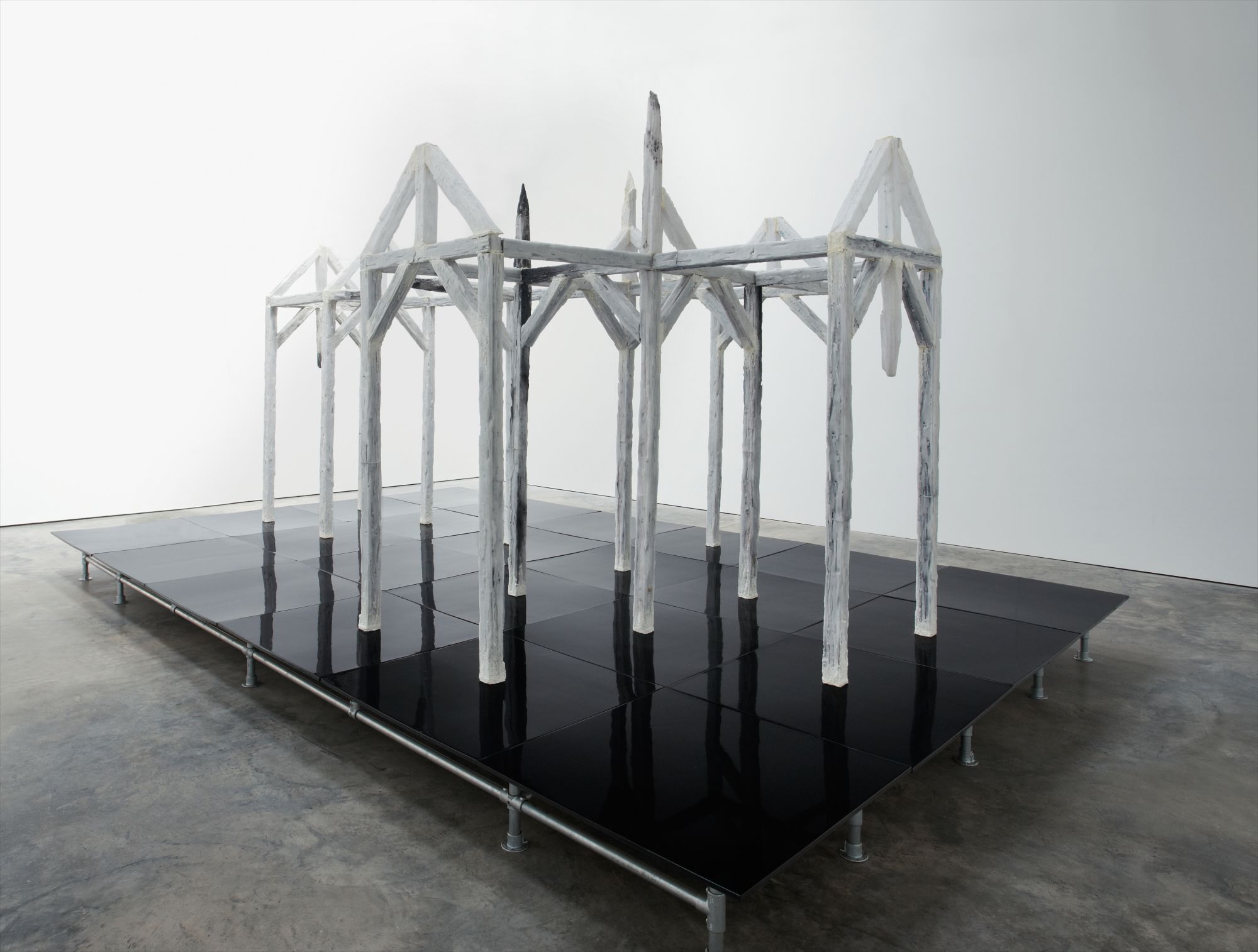 Banks Violette — bonded salt, salt, polyurethane, polymer medium, ash, epoxy, wood, galvanized steel, steel hardware