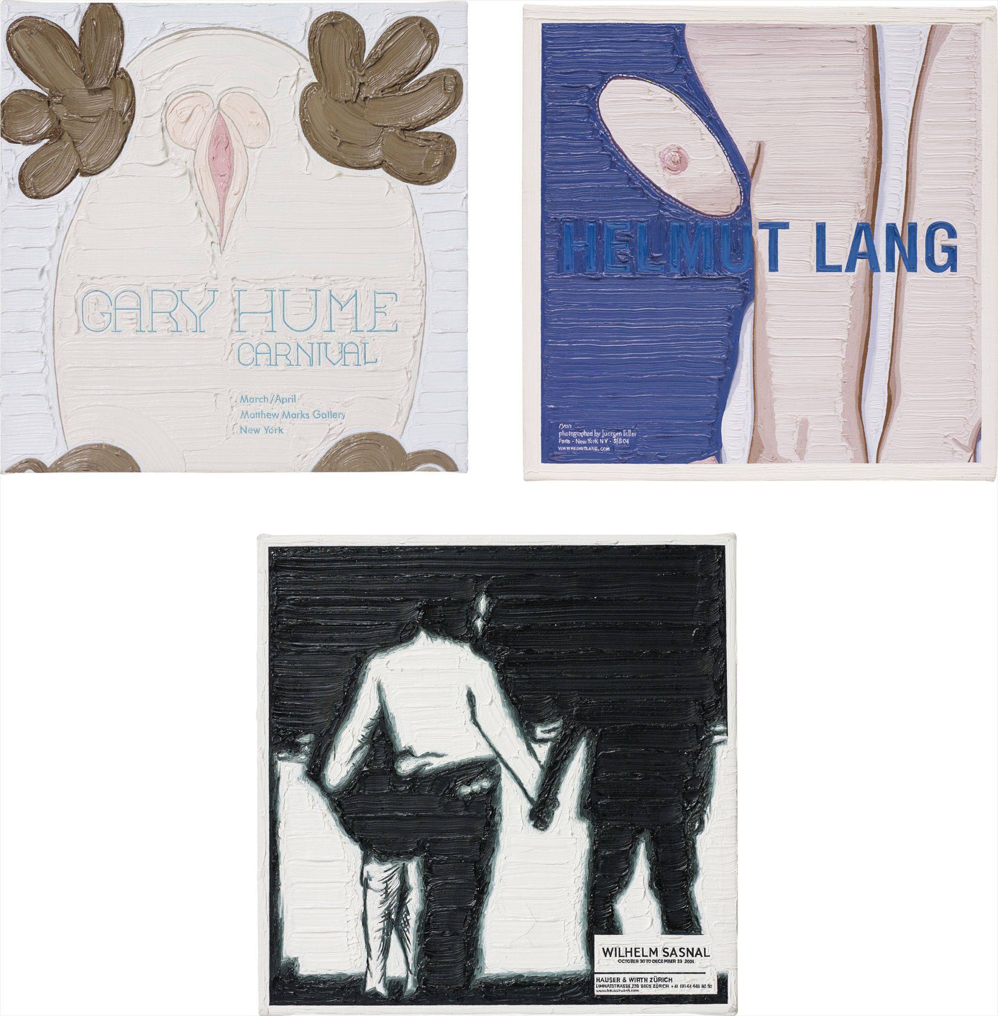 Simon Linke — Three works: (i) Gary Hume Carnival; (ii) Helmut Lang, 2004; (iii) Wilhelm Sasnal, 2005
