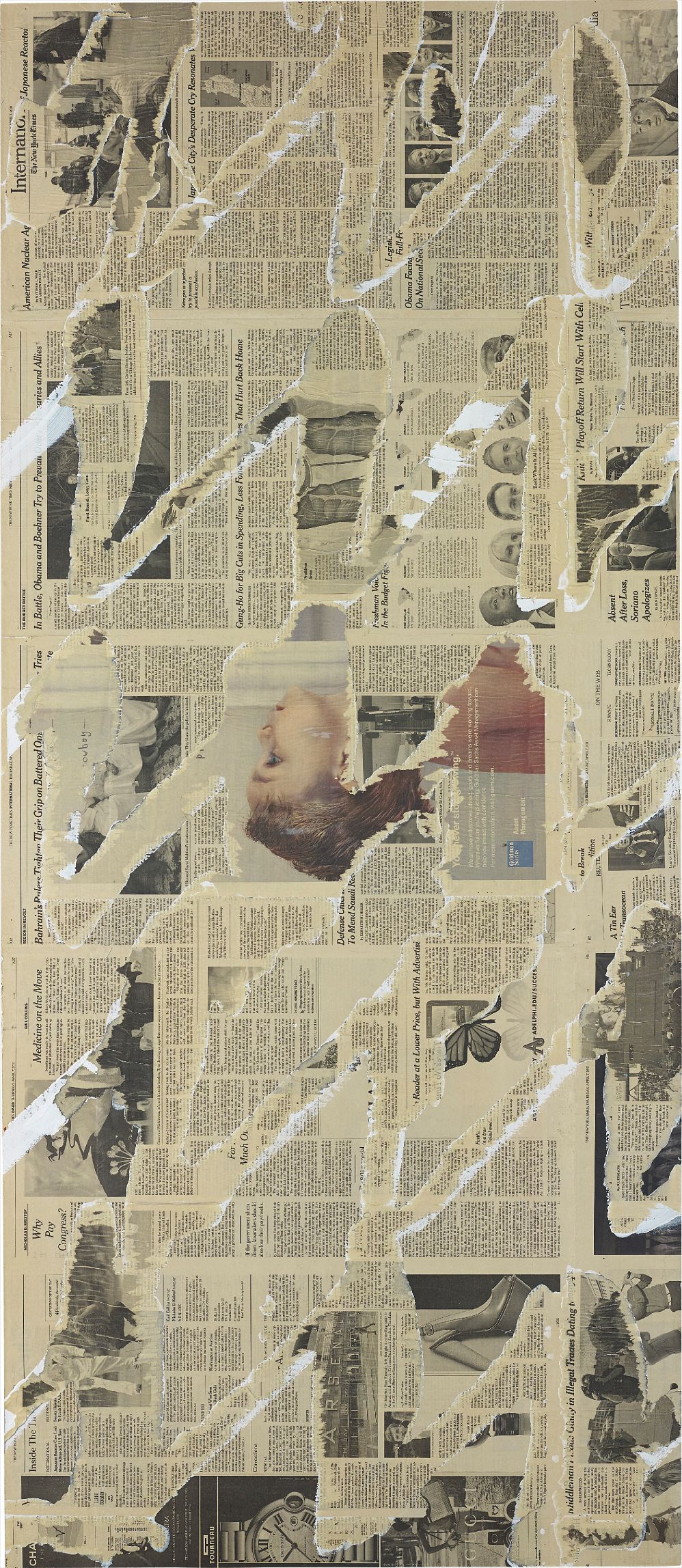 Plexiglas, cardboard, caulk, and synthetic polymer emulsion on polypropylene fabric with hardware