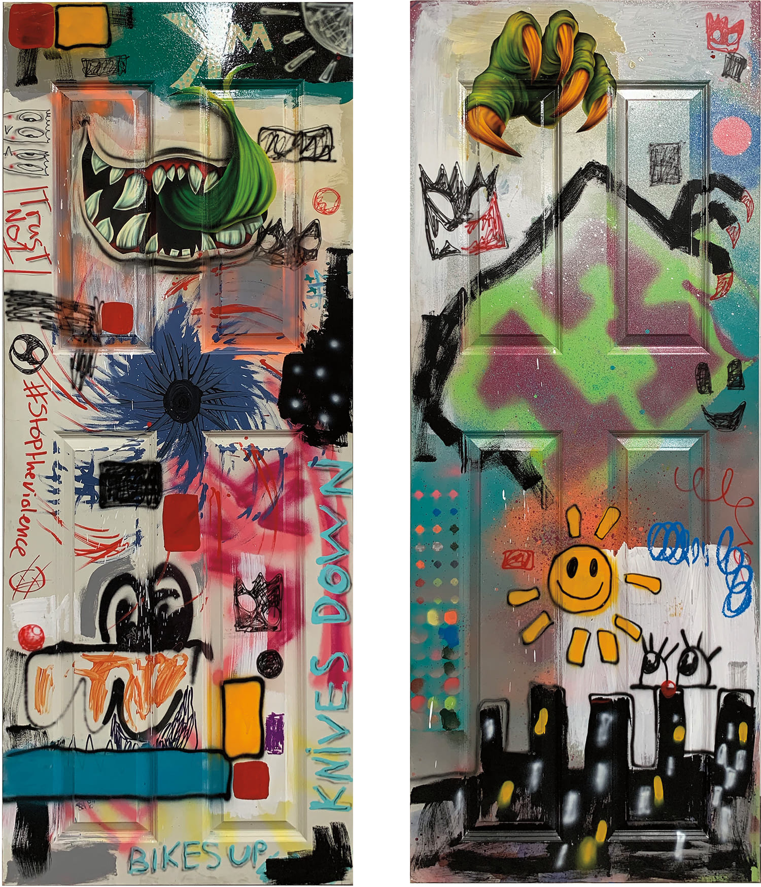 Two works: i) Slime WTF; ii) Figure Snake Door