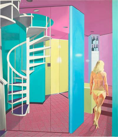 Mirrored Optical Staircase and Woman