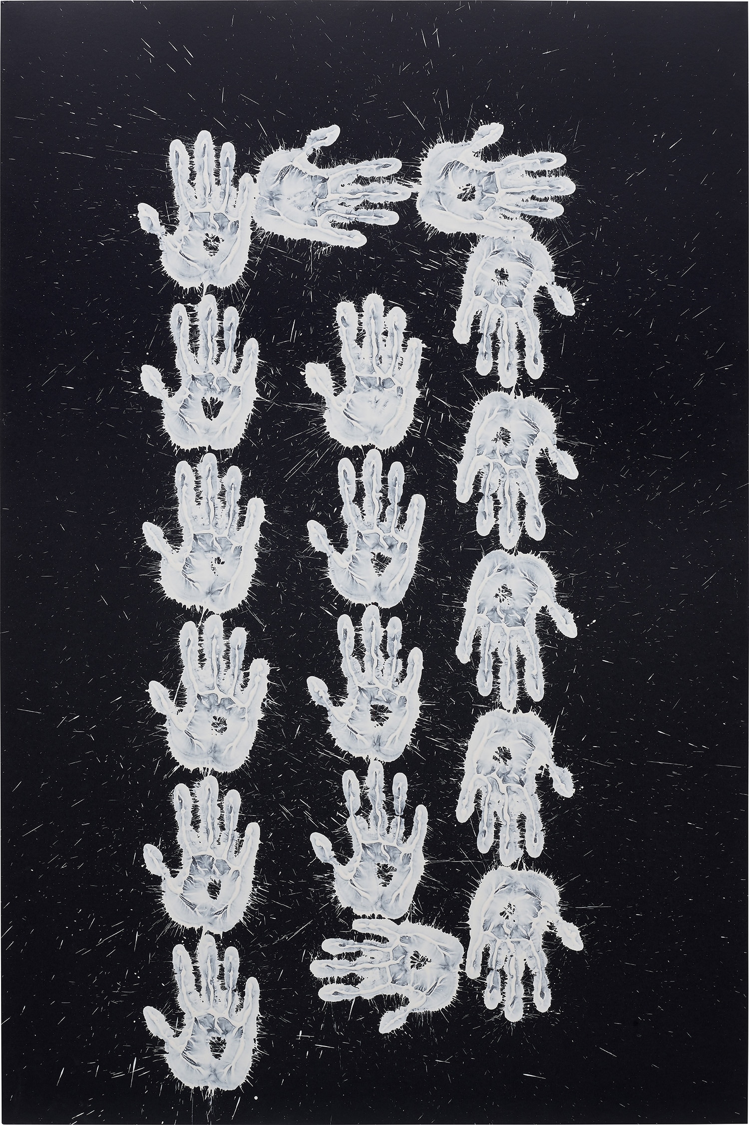 Richard Long — white clay on card