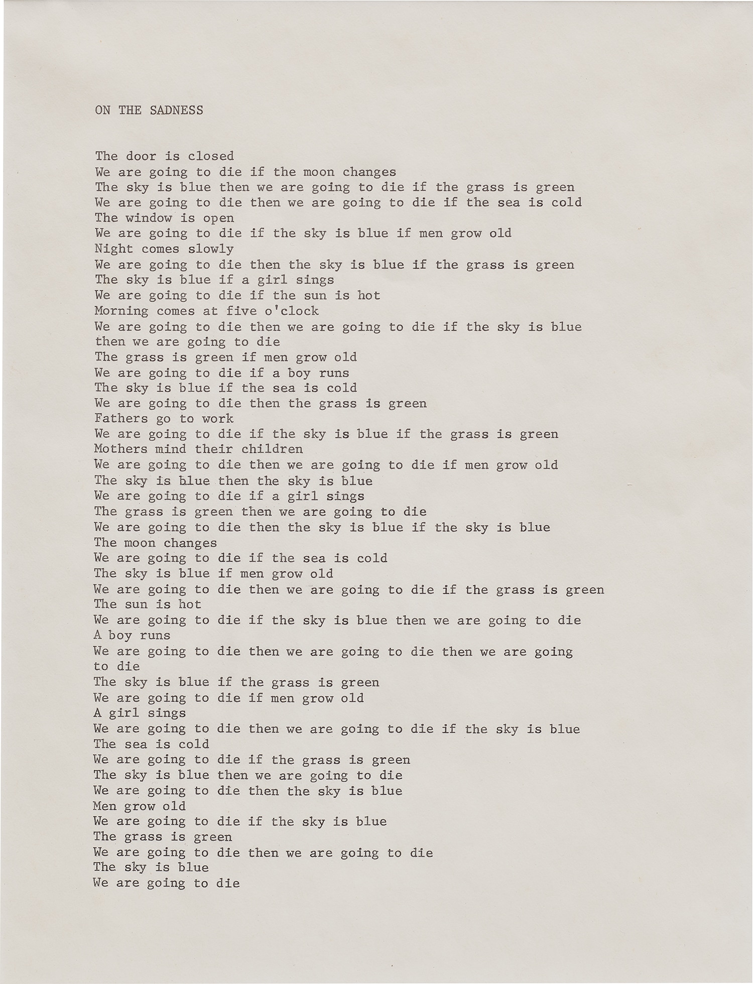 Carl Andre — On The Sadness