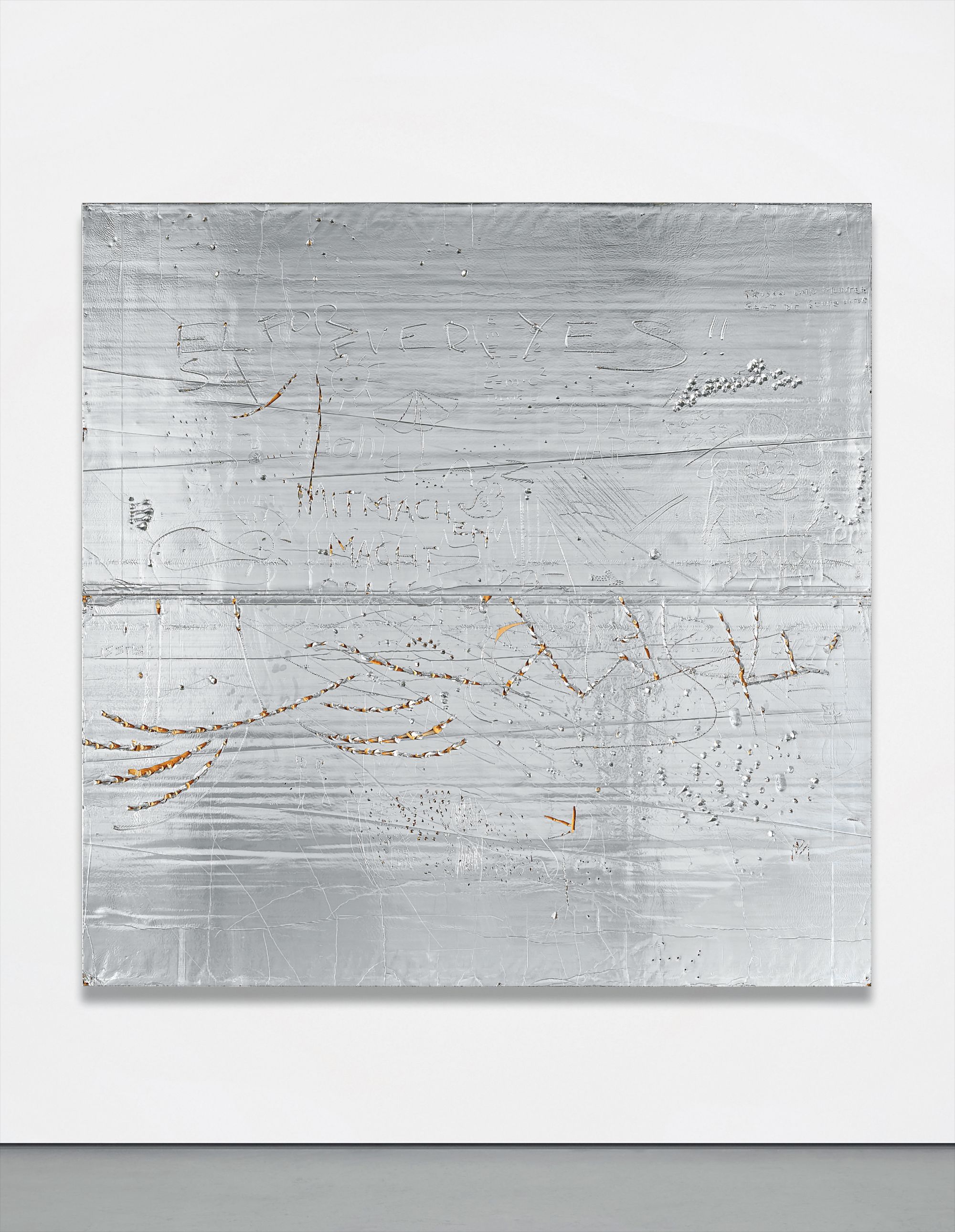 The radicalness of Stingel’s Cellotex panels is often underestimated. While rejecting any suggestion of being a social, political or conceptual gesture, these works may be some of the most open and brave moments in recent contemporary art production. As with his provocative instruction book on how to make his paintings, Stingel once again gives himself and his work, in their totality, to the public and the viewer. He invites the viewer inside the surface of his work, and allows anyone to make a 'contribution' to it. The critical voice of the viewer becomes part of the work. Like magnetic tape, the artist records the viewer’s reaction to his work – not simply verbally, but physically.