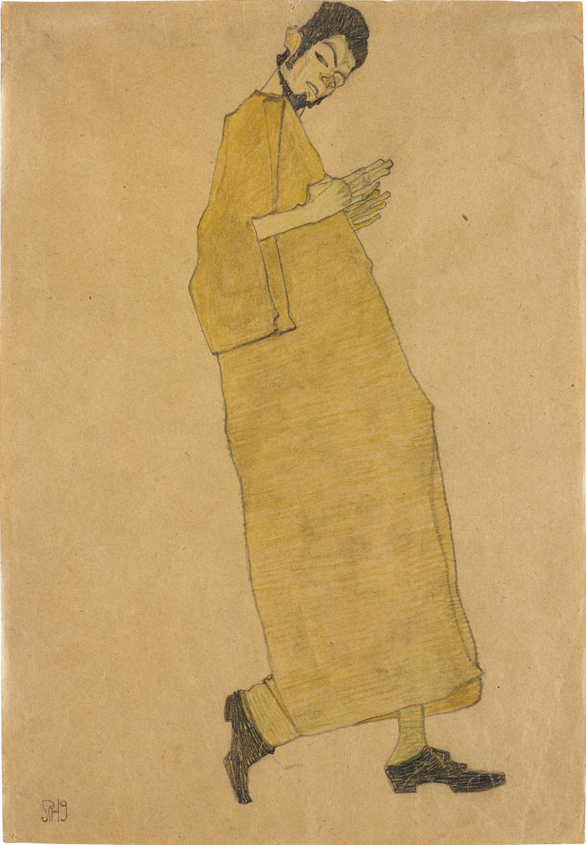 Manliche Figur nach rechts (Selbstporträt)