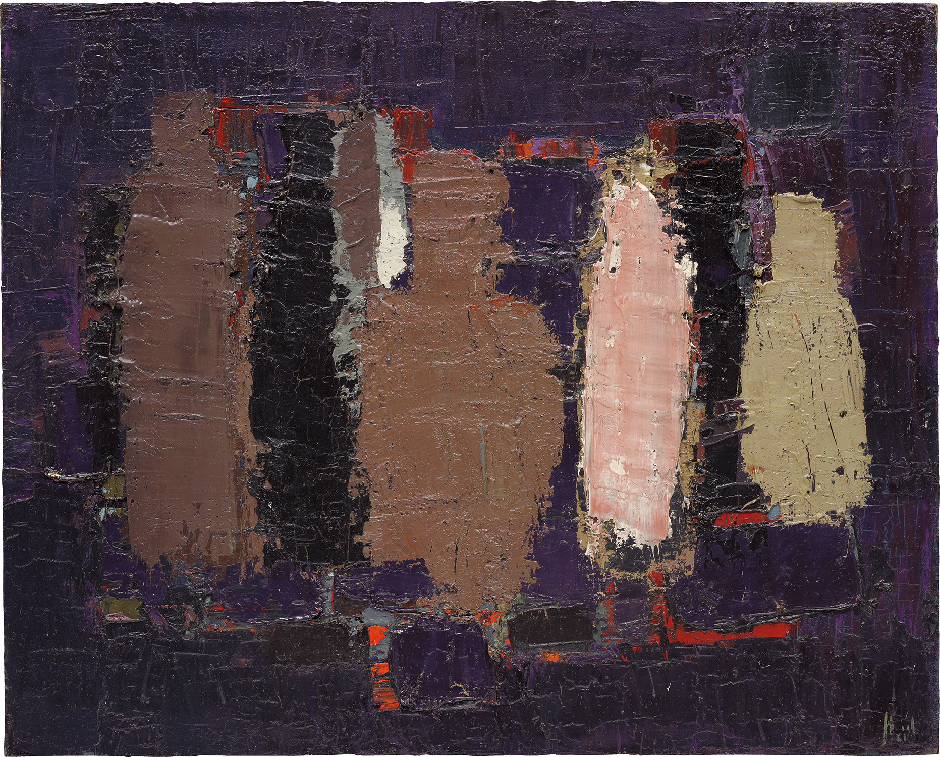 Bouteilles en brun, ocre et rose (Bouteilles: Nature morte)