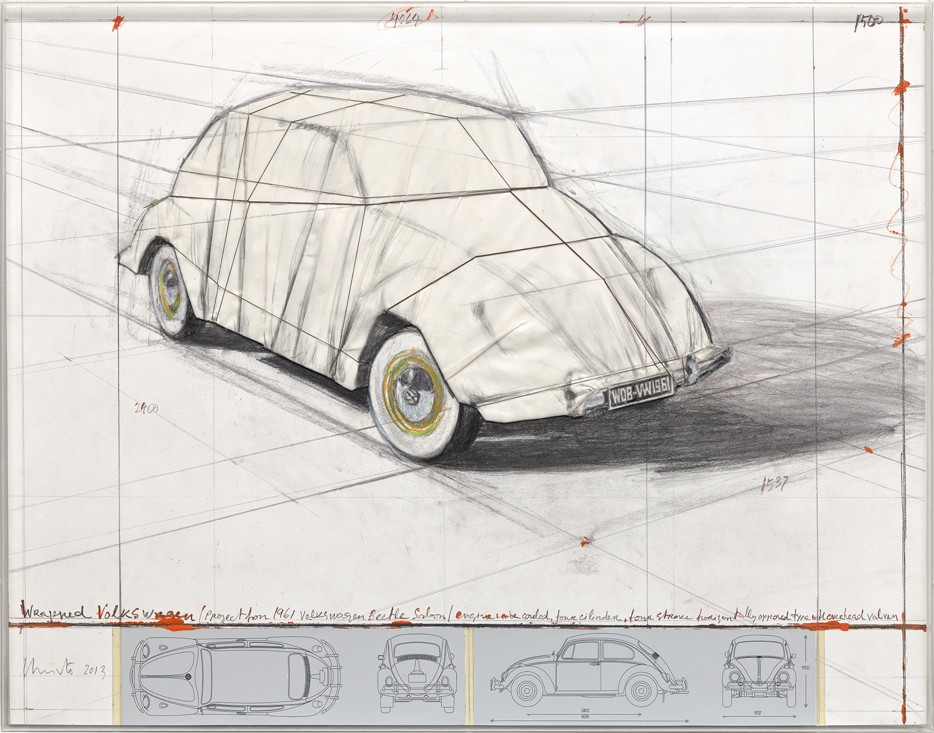 Christo — Wrapped Volkswagen, Project for 1961 Volkswagen Beetle Saloon