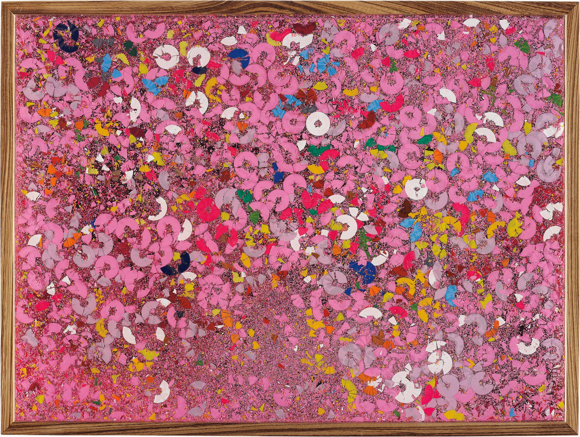 crayon on Perspex in artist's frame