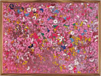 crayon on Perspex in artist's frame