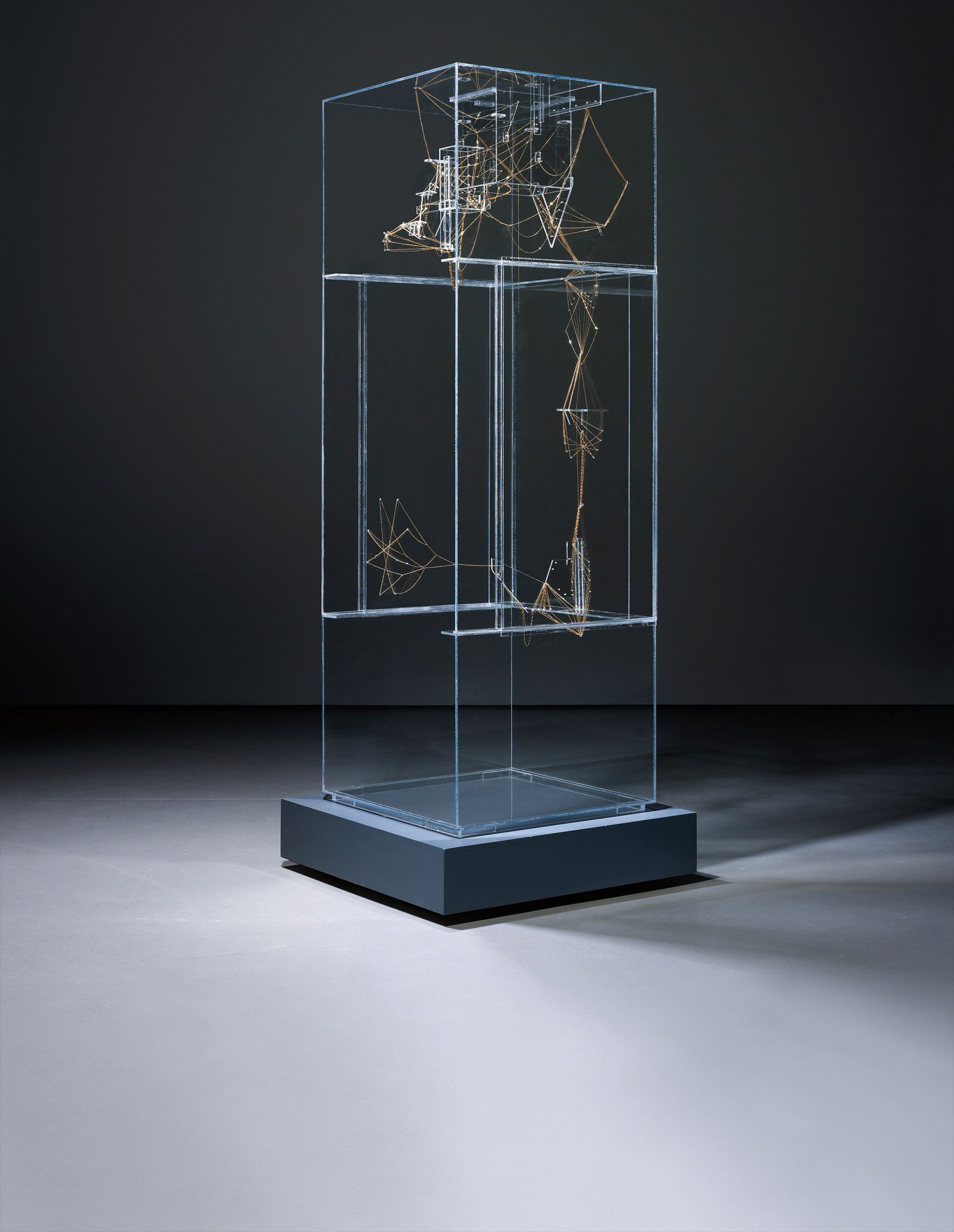 wood, plywood, perspex, gold chain, Plexiglas, glue