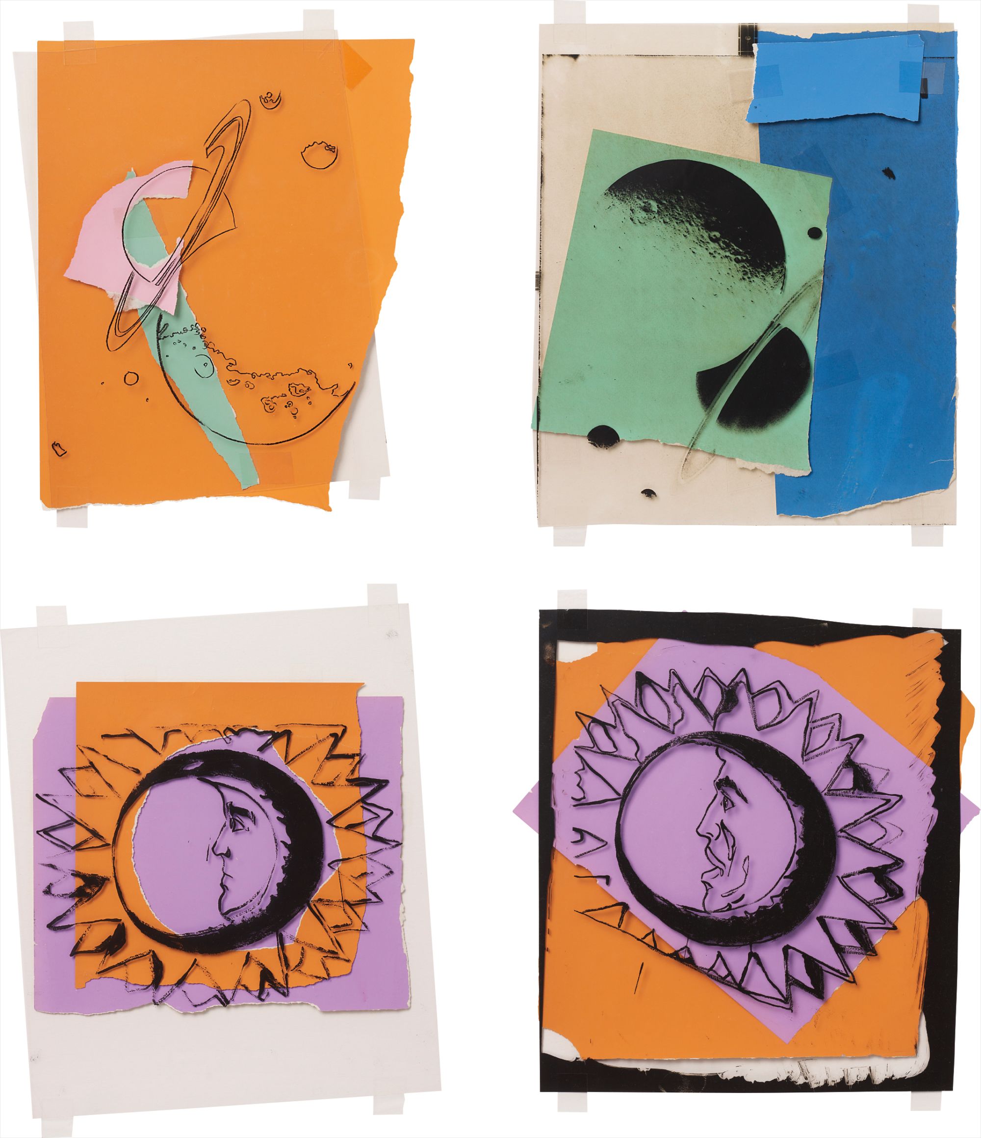Andy Warhol — Four Works: (i), (ii) Saturn and Moons; (iii), (iv) Sun and Moon (Eclipse)