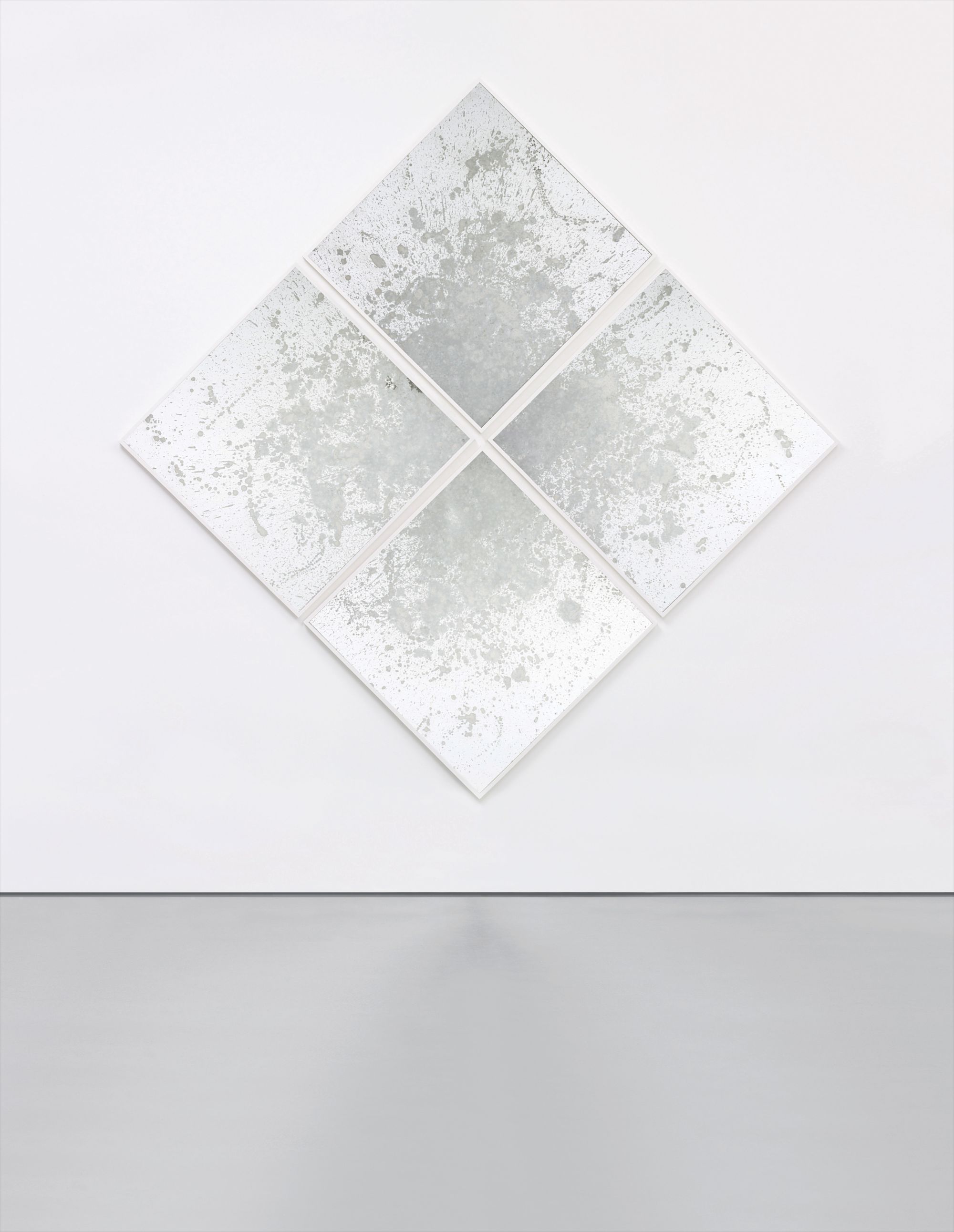 four acid-etched mirrors, in artist's frames