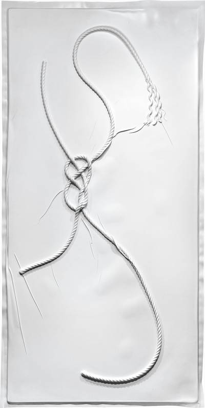 UV-cured inkjet on polyethylene vacuum-formed over knotted rope