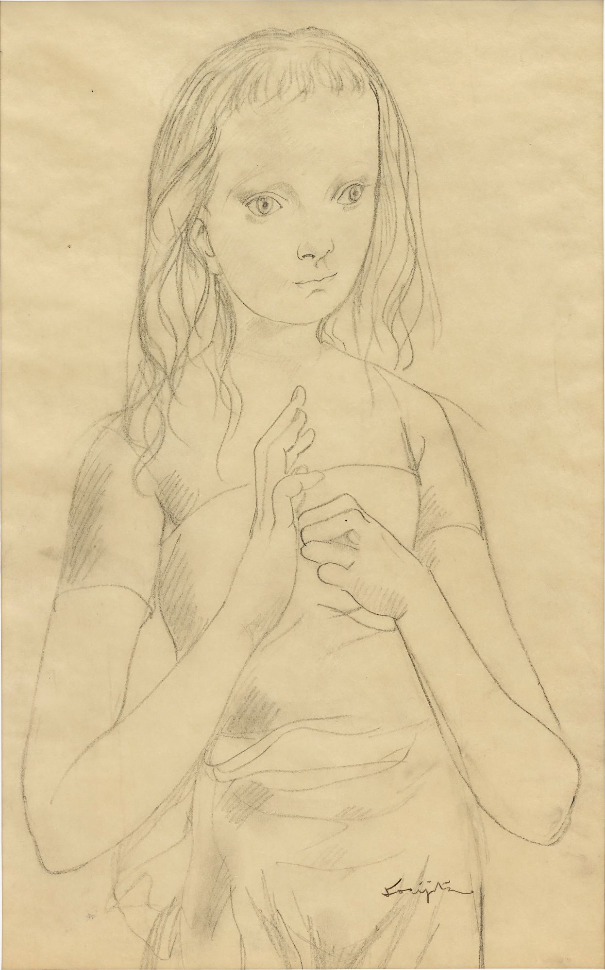 Léonard-Tsuguharu Foujita — Jeune fille a la robe bustier